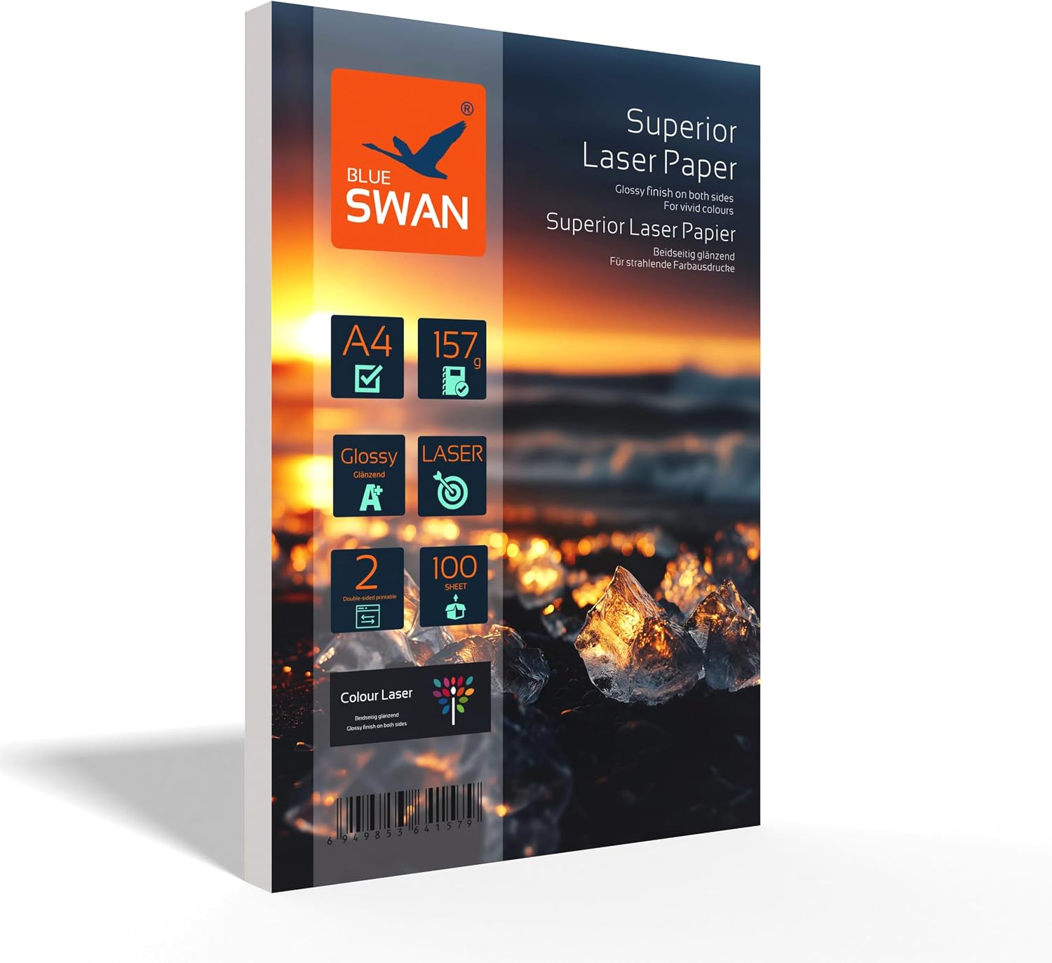 Detalle de BLUE SWAN Carta lucida A4 per stampanti laser 157 g/m², 100 fogli (doppio lato)