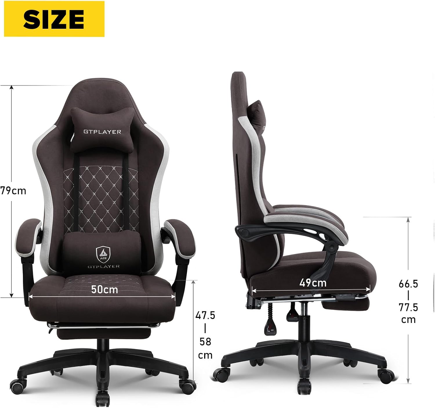 Detalle de GTPLAYER LR002-XIN Fabric Gaming Chair with Spring Cushion and Footrest
