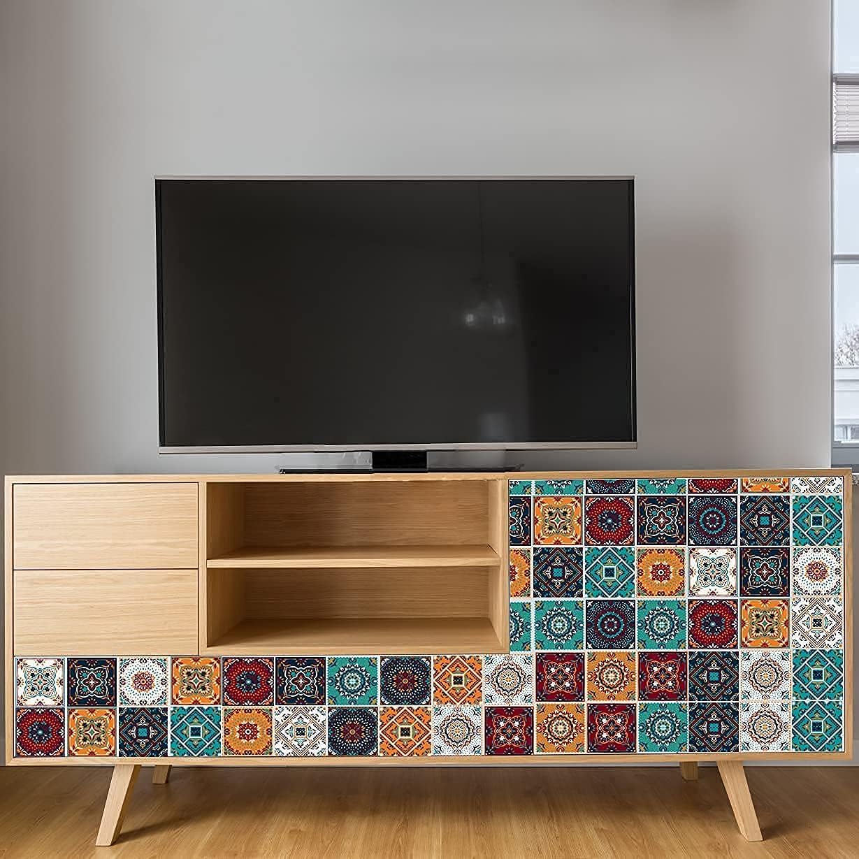 Detalle 2 de KAIRNE 24pcs Moroccan Tile Decal – 15x15cm Peel & Stick Mosaic Tiles for Kitchen, Bathroom & Living Spaces