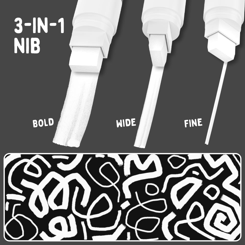 Thumbnail 2 de Funcils 4 Jumbo White Paint Pen – 15mm Wide Tip for Bold Permanent Markings