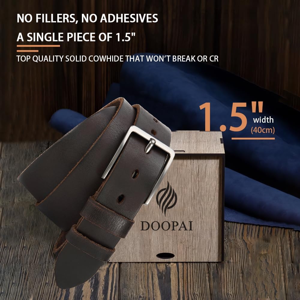 Detalle 2 de DOOPAI Herren-Gürtel aus Vollleder – Casual/Arbeitsgürtel mit einstellbarer Länge