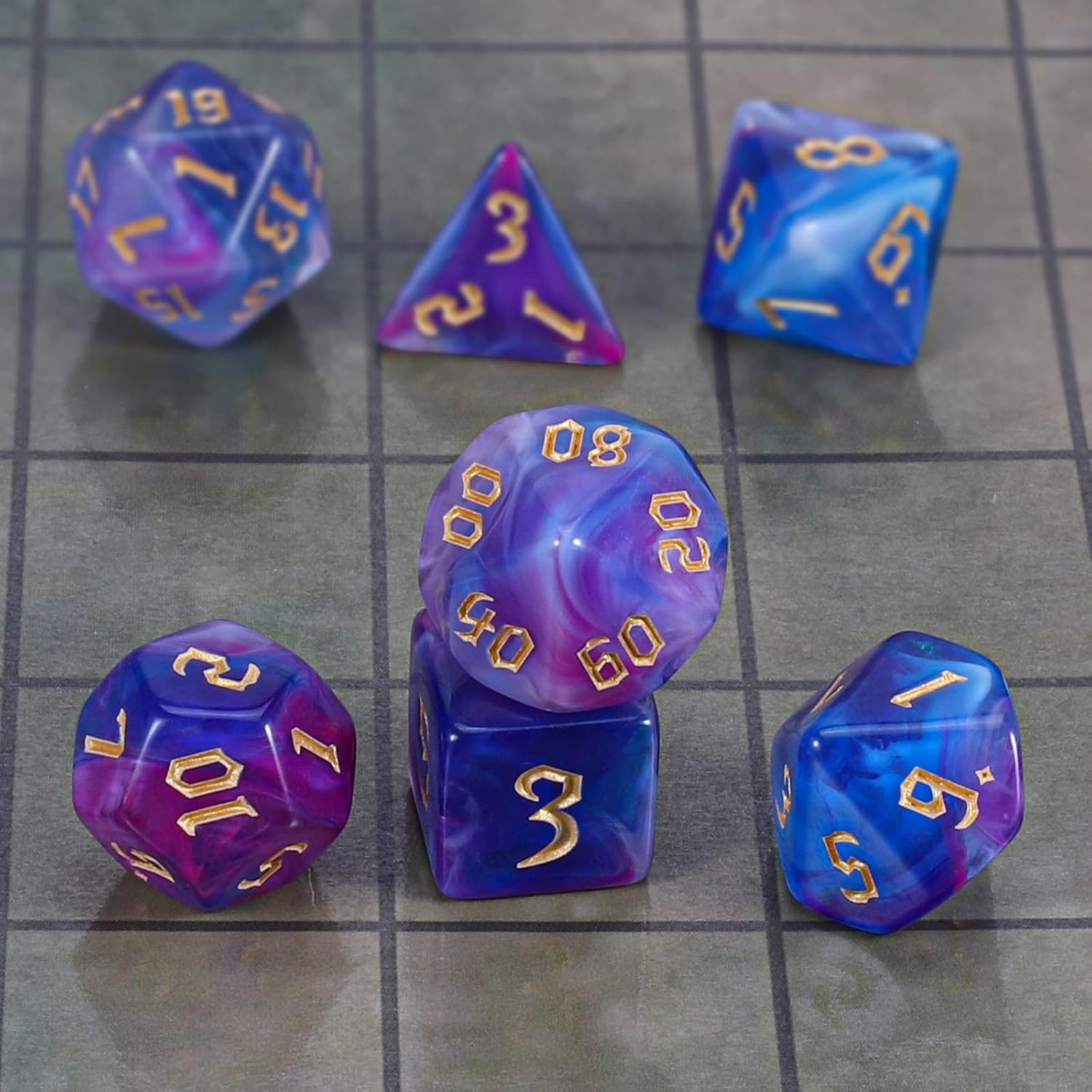 Thumbnail 3 de QMAY DND Dice Set a 7 pezzi – dadi poliedrici acrilico per D&D, MTG e RPG