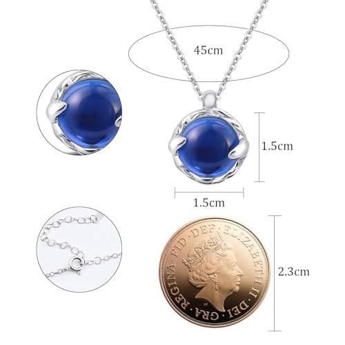 Thumbnail 5 de Circle Sapphire Necklace by Weviway – Blue Gemstone Pendant, 45 cm Silver Handmade Jewellery
