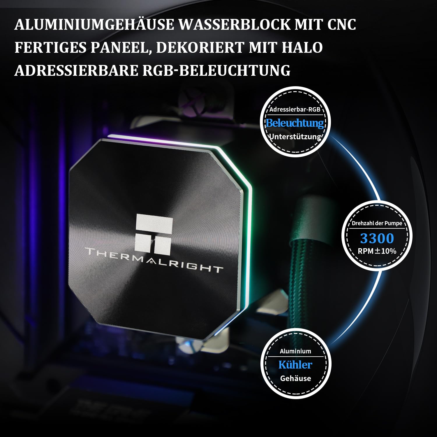 Thumbnail 3 de Thermalright Frozen Edge 360 Black – Refrigeratore liquido CPU 360mm con ventole PWM da 120 mm