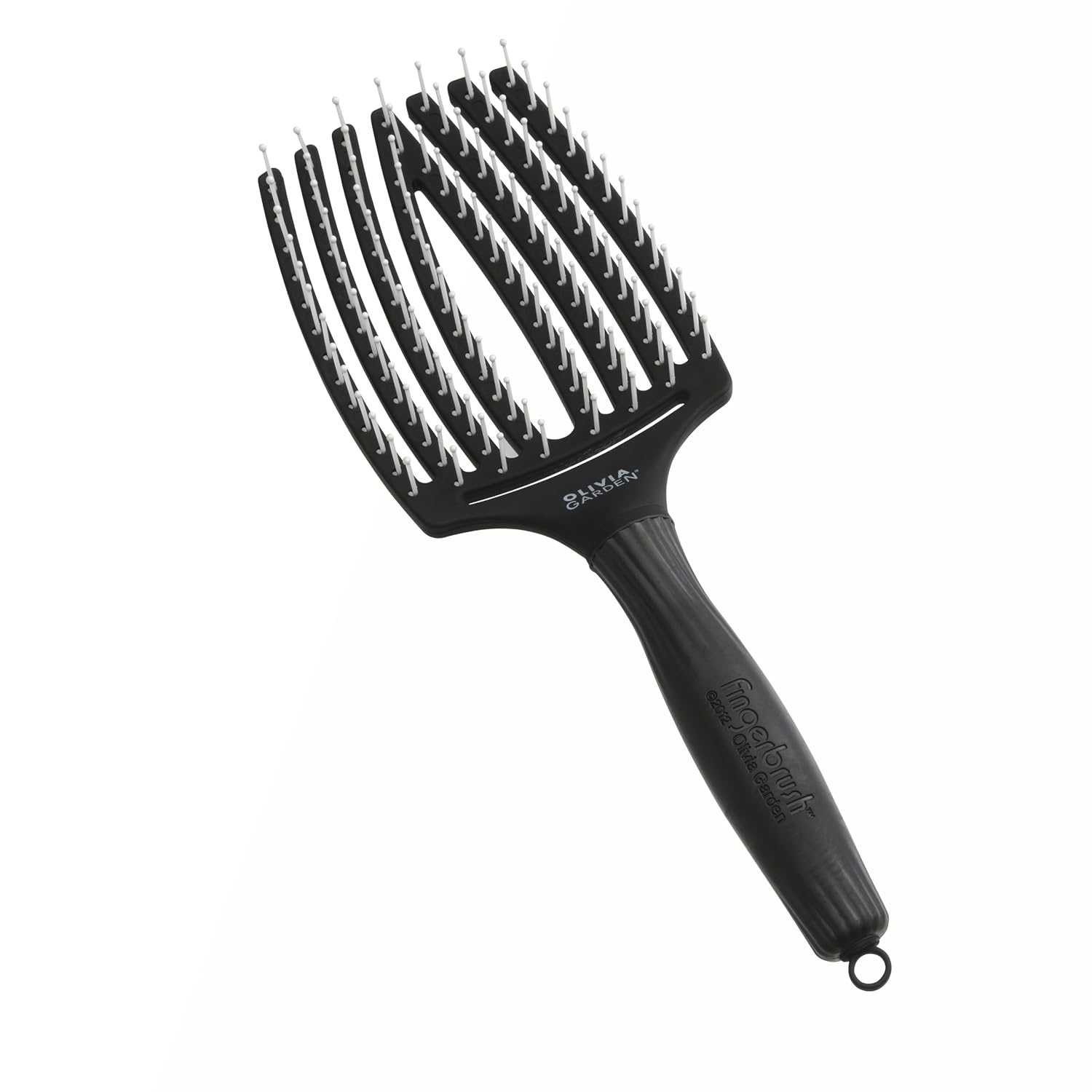 Detalle de Olivia Garden Fingerbrush Care Iconic – Haarbürste mit Nylonborsten für geschmeidiges Styling und sanfte Kopfhautmassage