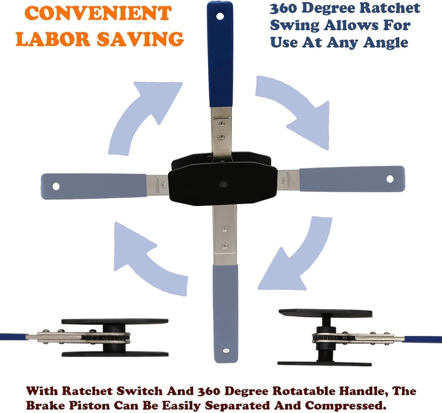Detalle de Yofond Brake Caliper Compression Tool, Ratcheting Disc Brake Spreader with Hooks
