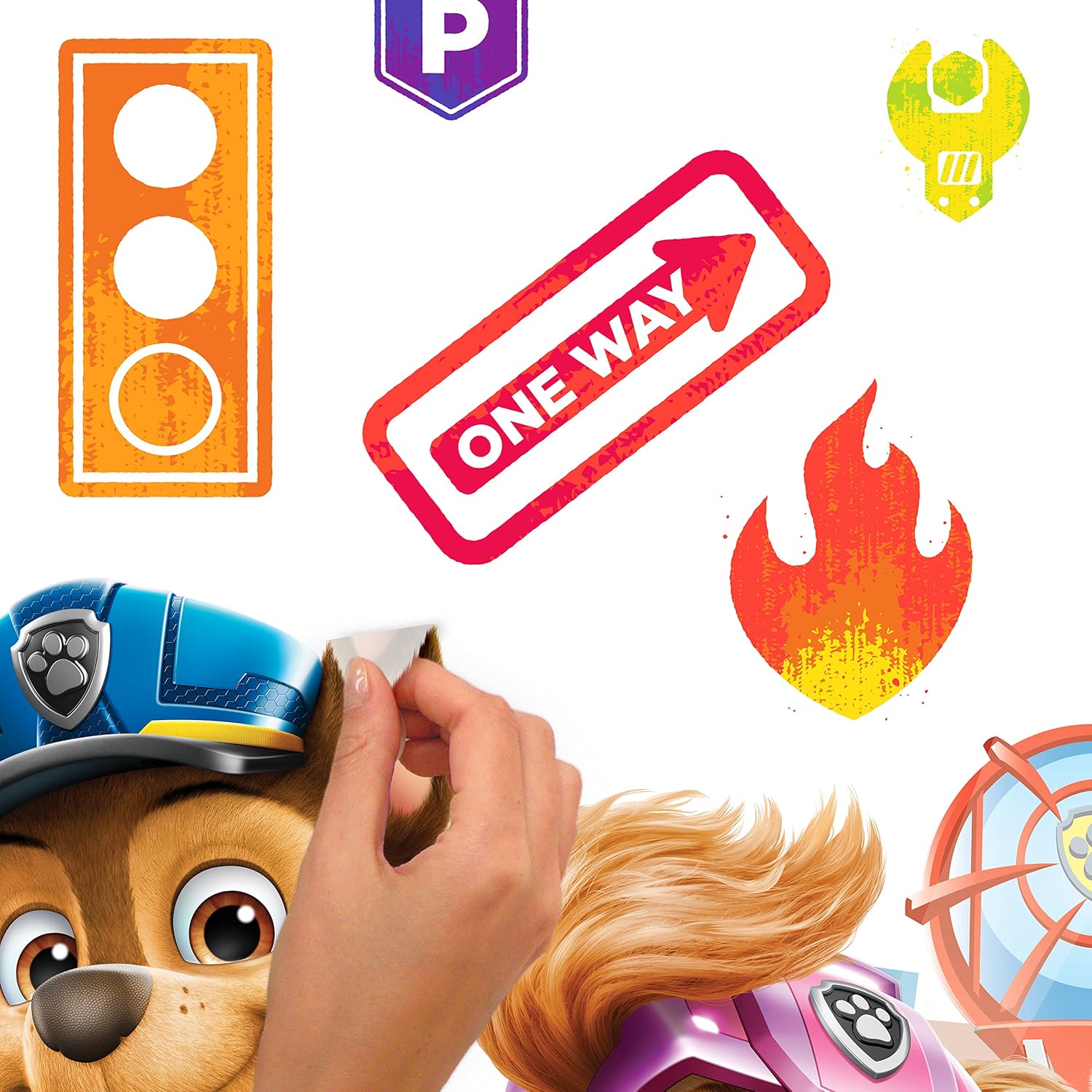 Detalle 2 de RoomMates Paw Patrol alfabet-muurstickers, verwijderbaar en herpositioneerbaar