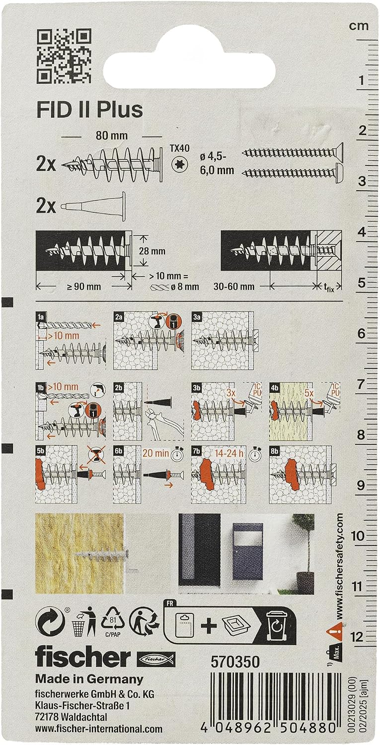 Thumbnail 1 de Fischer FID II Plus Dämmstoffdübel 80 mm – confezione da 2 pezzi