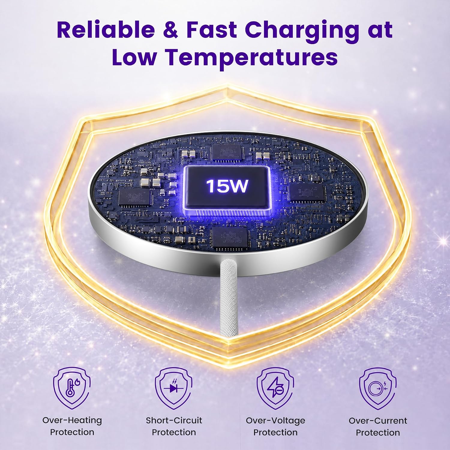 Detalle 2 de 3-Pack 15W Qi2 Magnetic Wireless Charger Pads (Mag-Compatible) for iPhone, Samsung Galaxy & Pixel