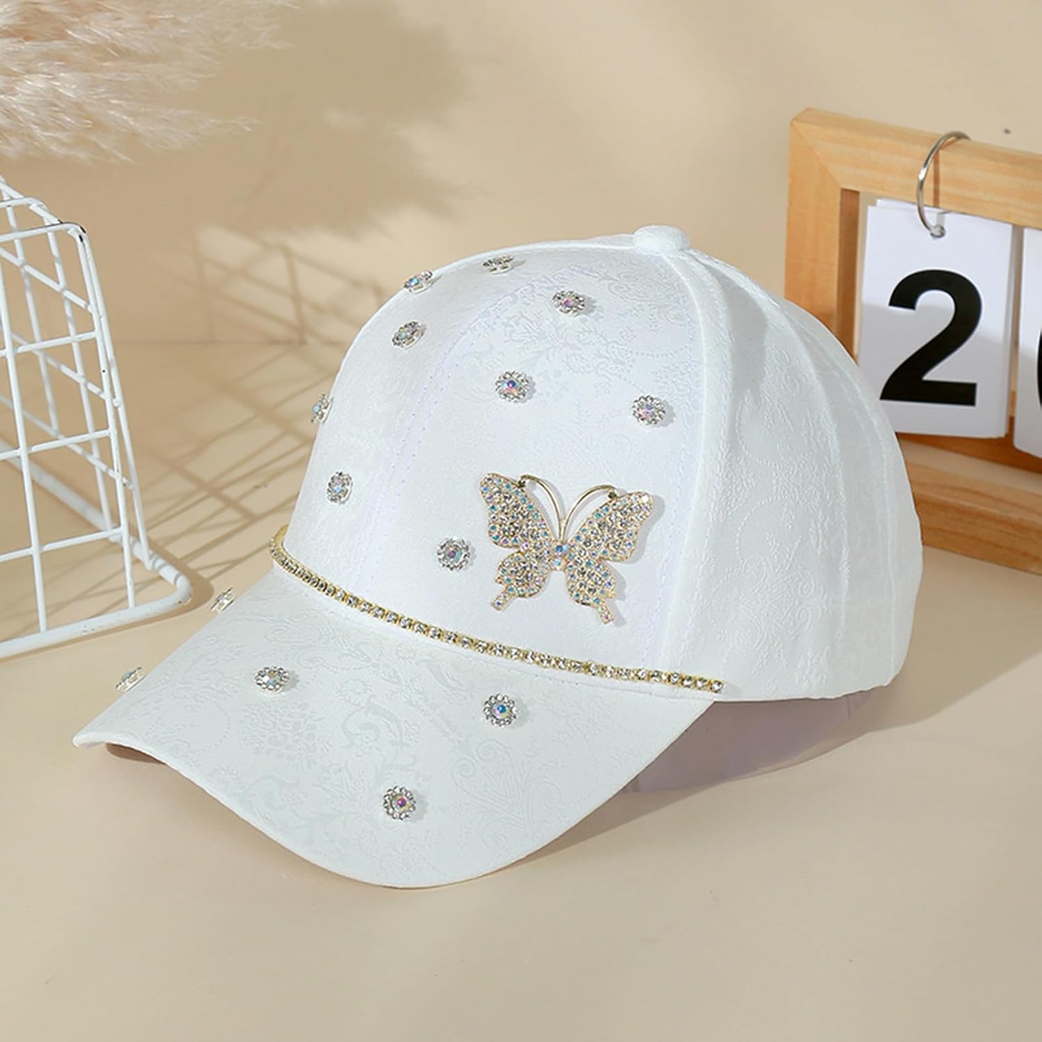 Thumbnail 2 de NiceYnn Women Print Flower Rhinestone Butterfly Baseball Hat – Adjustable Sun Cap