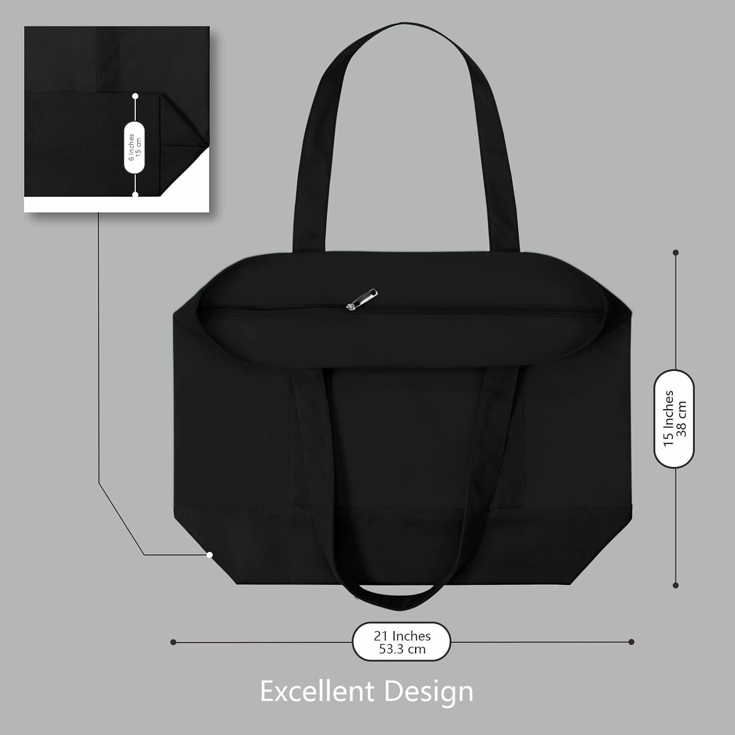 Thumbnail 4 de TOPDesign Canvas Tote Bag with External Pocket