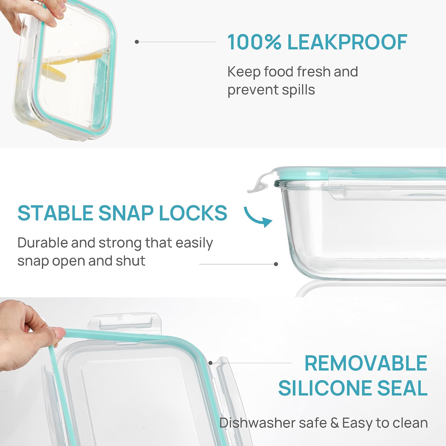 Detalle 2 de Vtopmart Glass Food Storage Containers, 63 oz