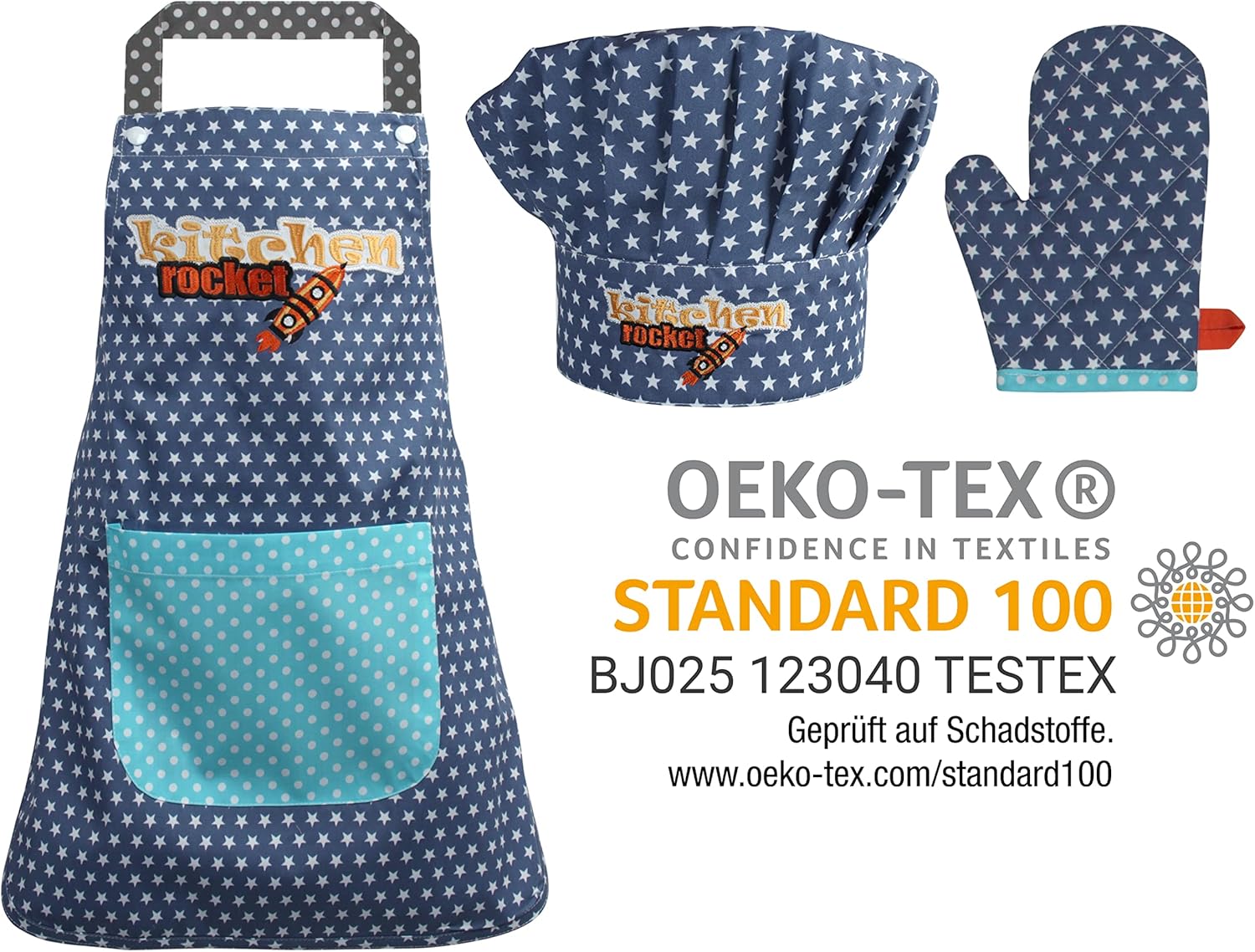 Detalle de Toque de chef enfant Emily's Check 468.550 – Kitchen Rocket, toque adjustable pour enfants