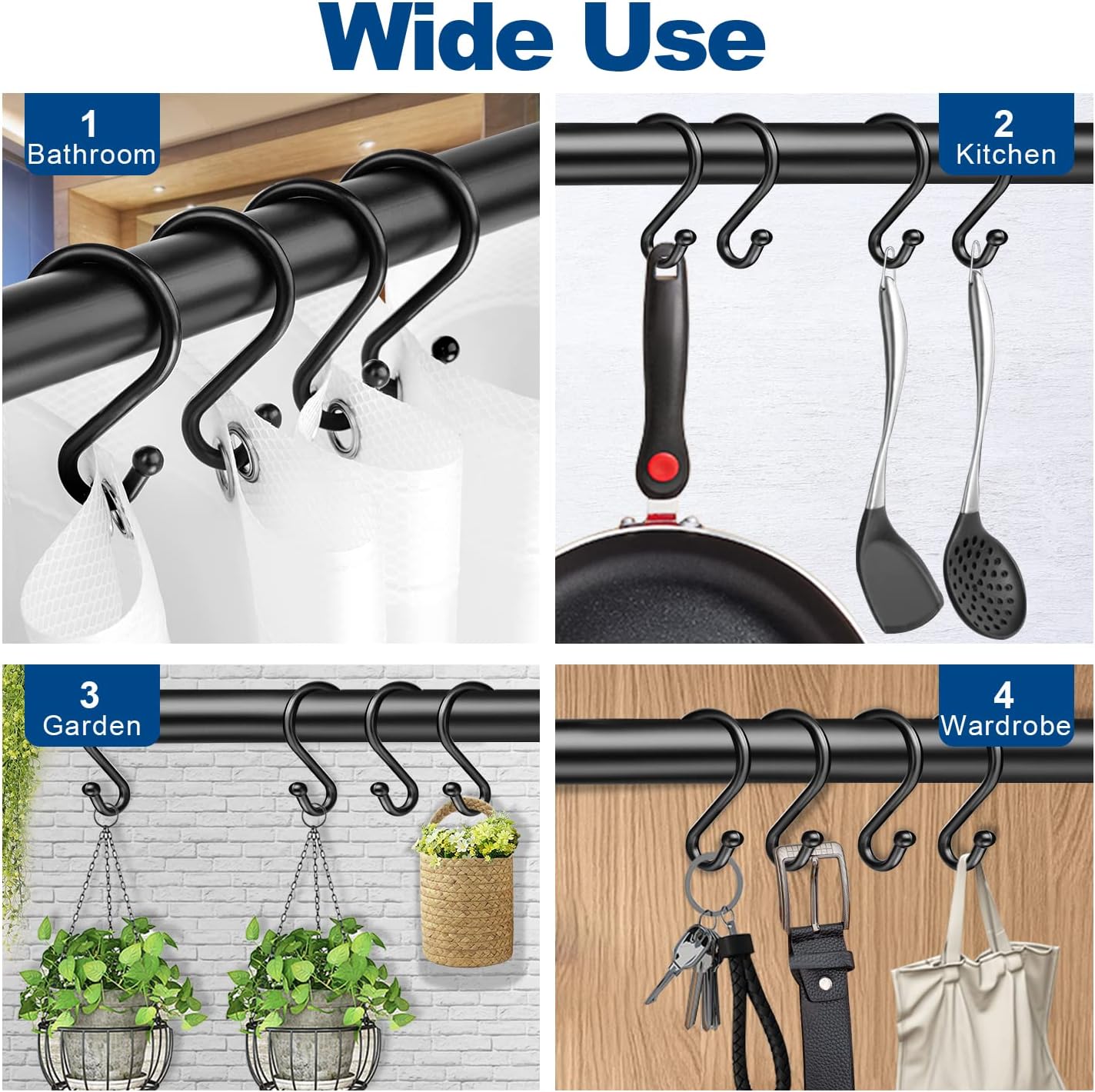Thumbnail 6 de TOPROD S-Shaped Shower Curtain Hooks, Set of 12