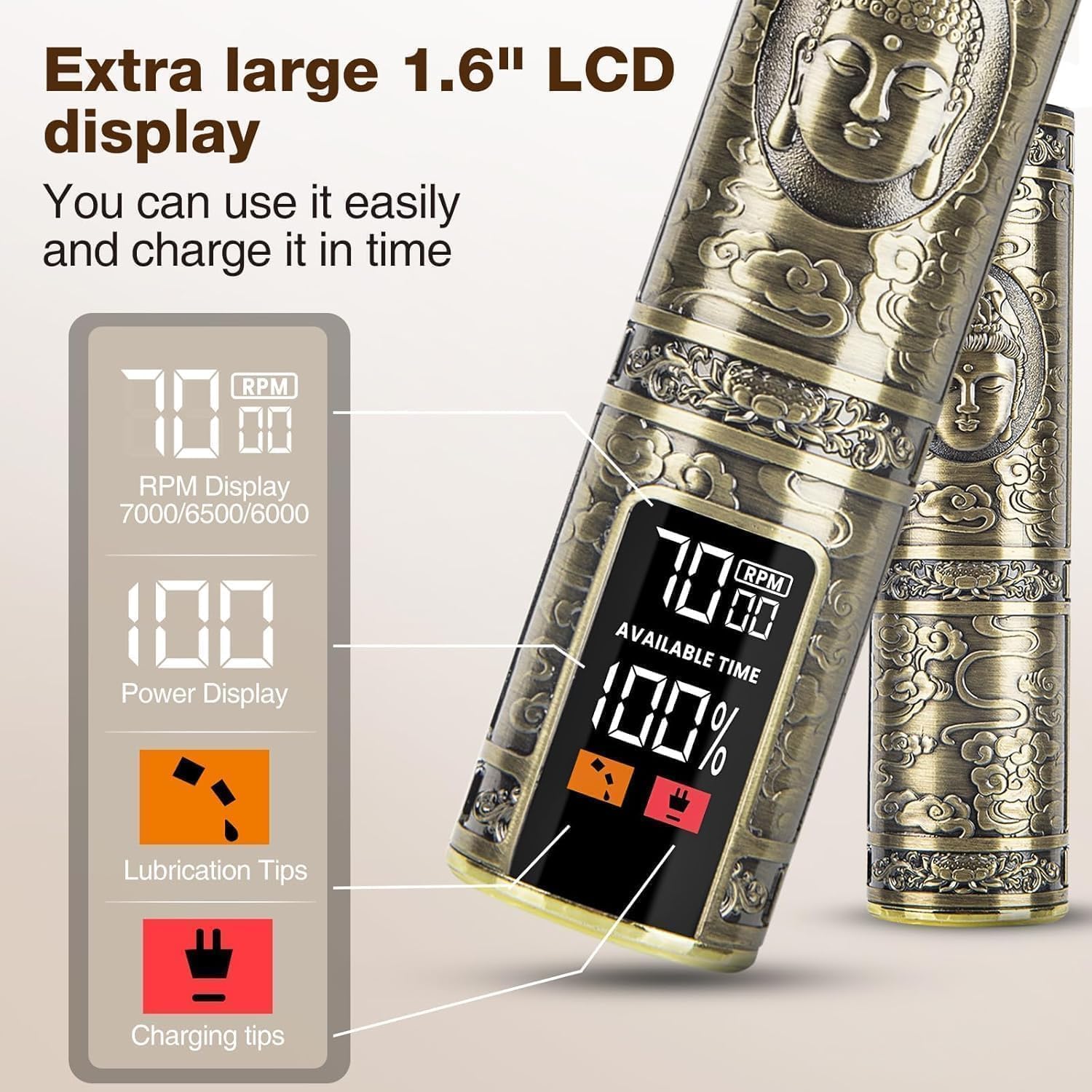 Detalle de LCD cordless beard trimmer with 1.6