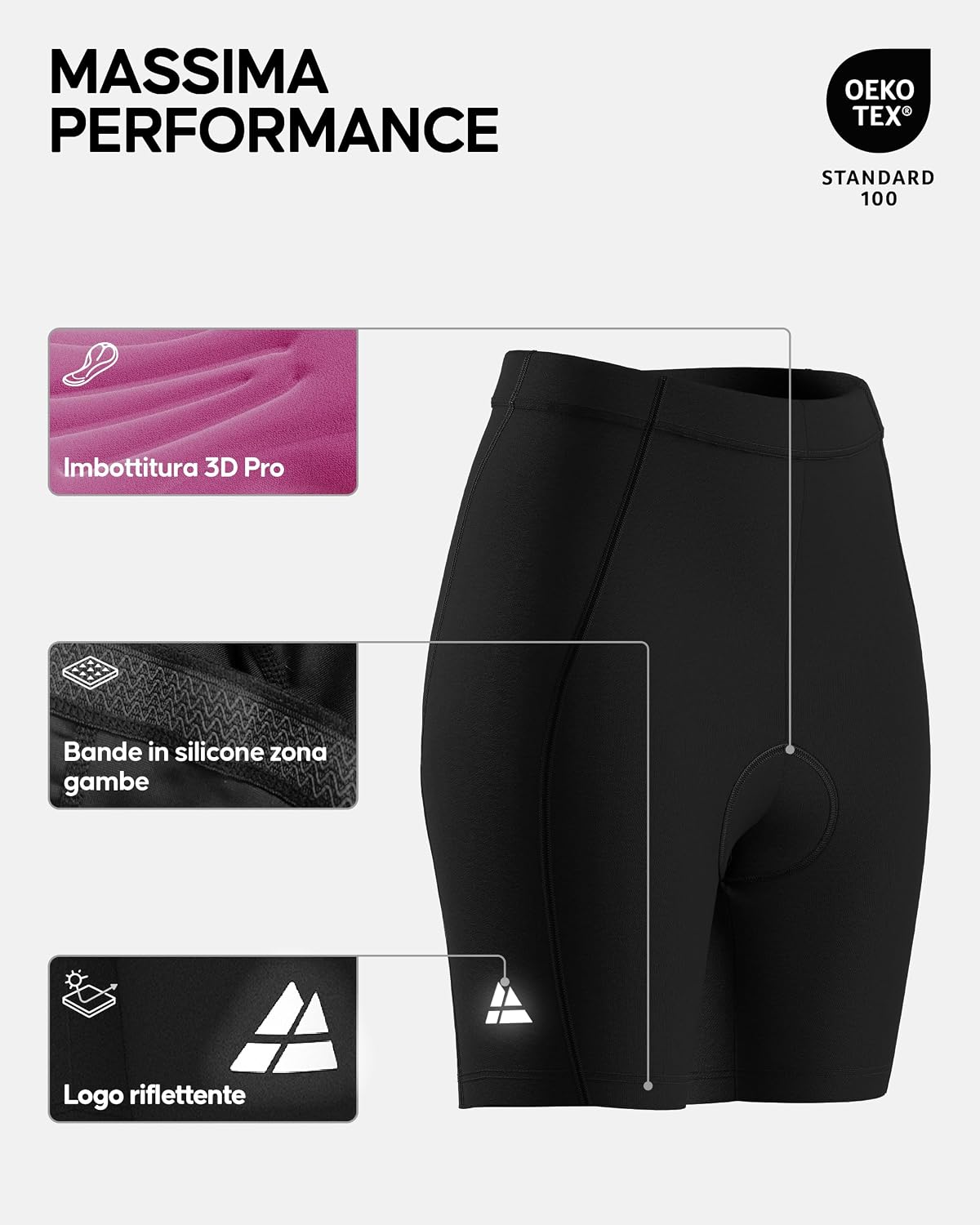 Detalle 2 de DANISH ENDURANCE Pantaloncini da Ciclismo donna con fondello 3D