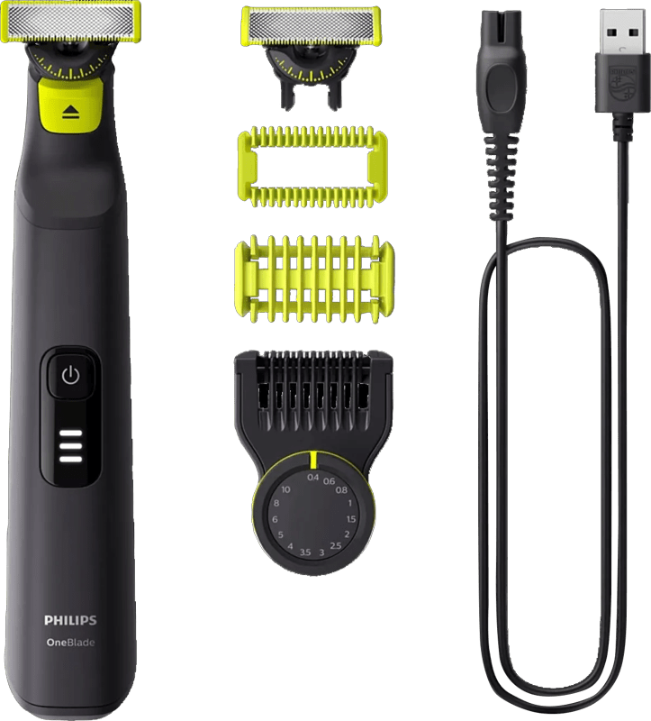 Detalle de Philips OneBlade Pro 360 QP6542/15 Face and Body – Vielseitiger Trimmer für Bart, Kopf- und Körperhaare