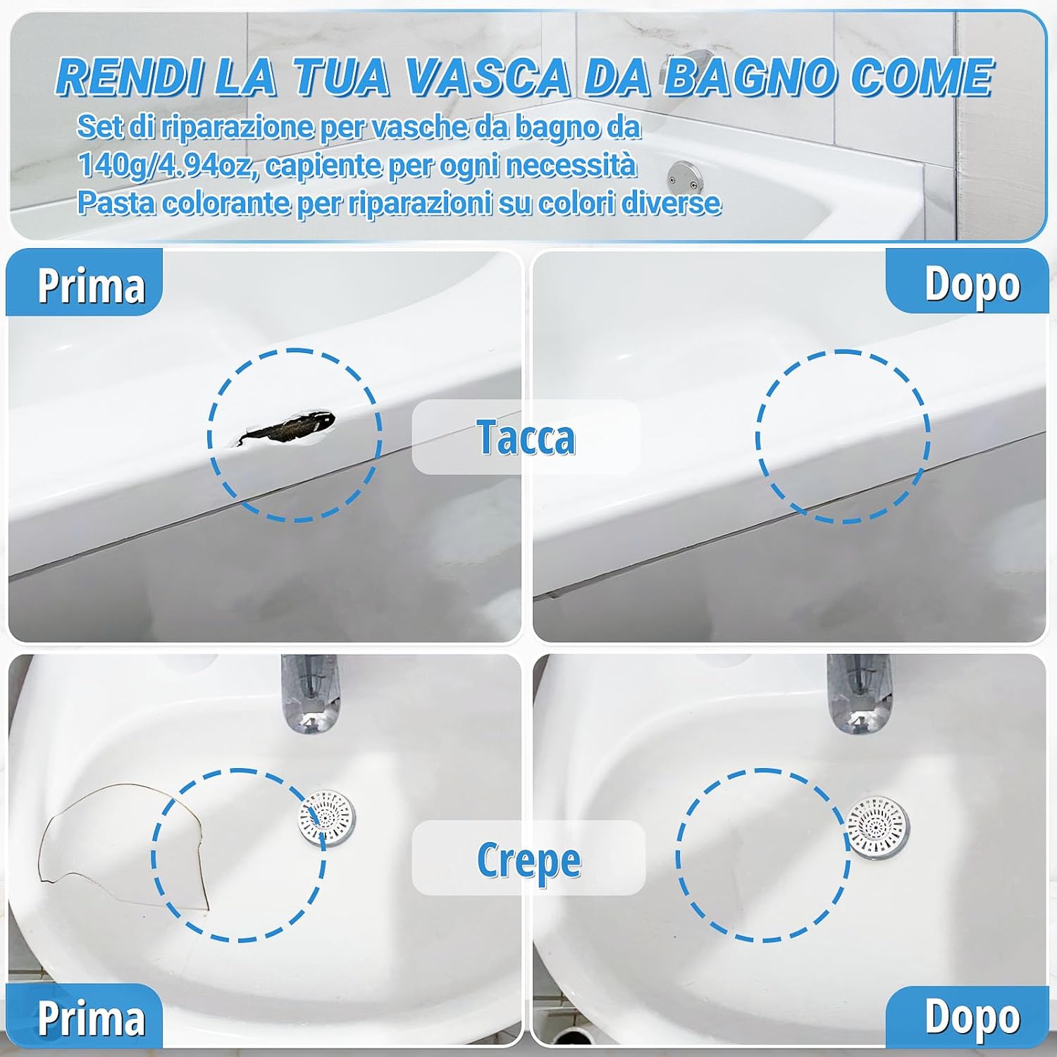 Thumbnail 6 de Kit Riparazione Ceramica e Smalto 140 g per vasca, lavandino e piatto doccia TUFINEIN