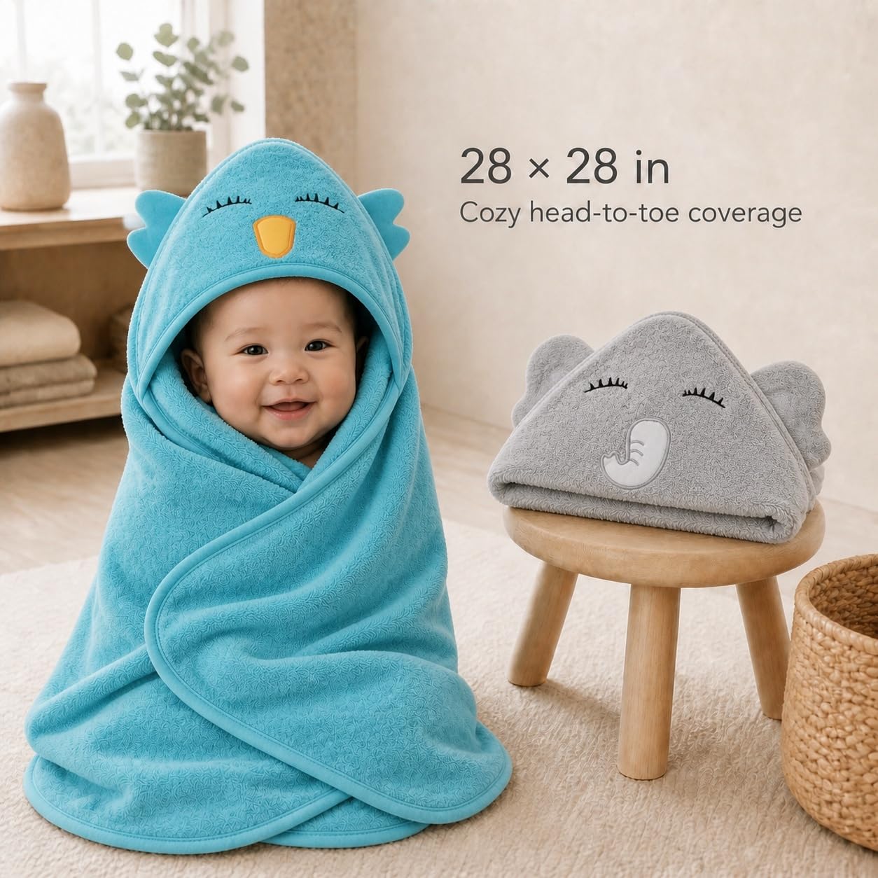 Detalle de Cute Castle Baby Hooded Towels, Bamboo-Derived Rayon