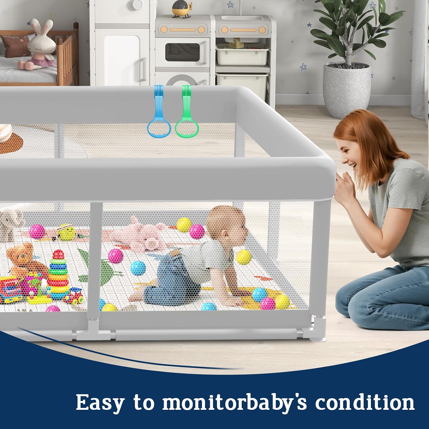 Detalle 2 de Baby Playpen with Mat, 74 x 50 Inches