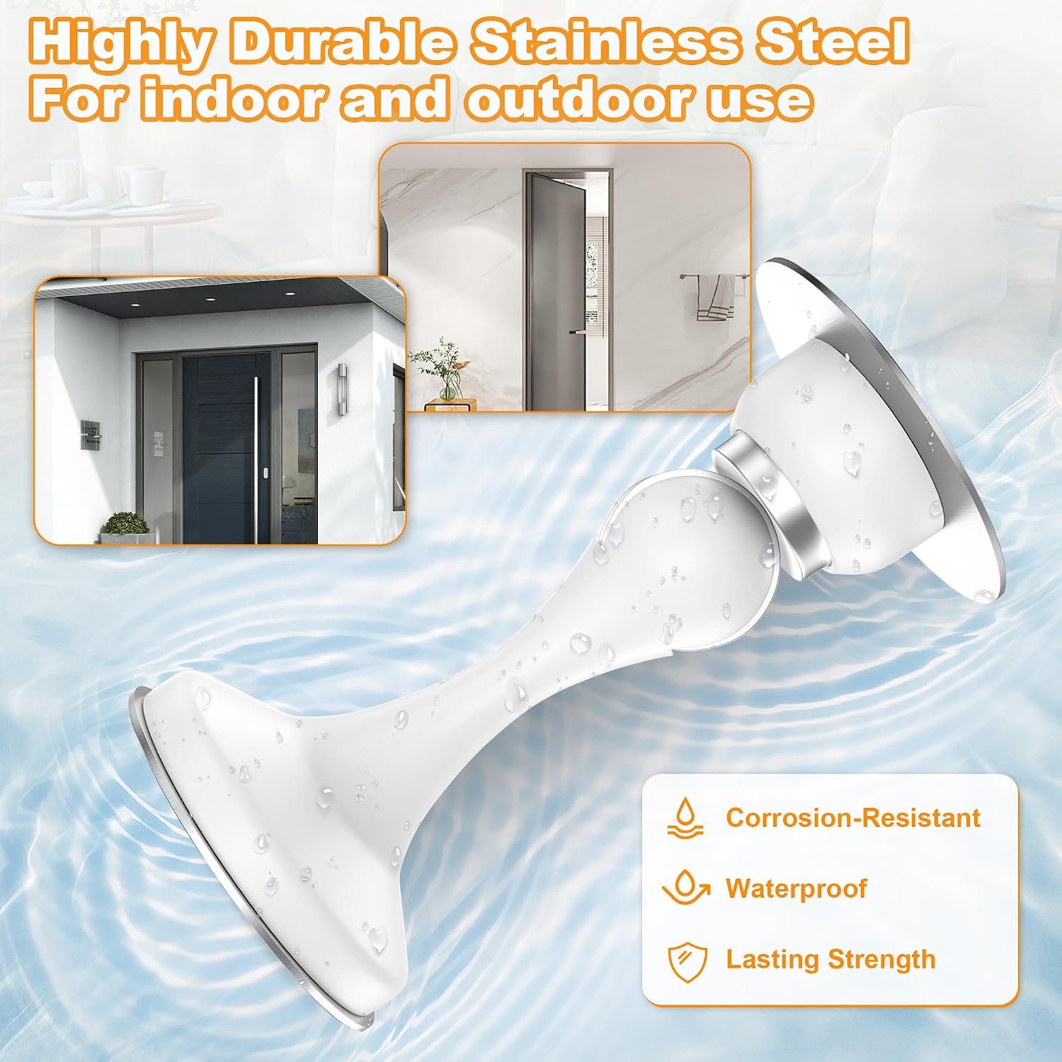 Detalle 2 de Crosize Magnetic Door Stoppers, 2-Pack, Stainless Steel, White