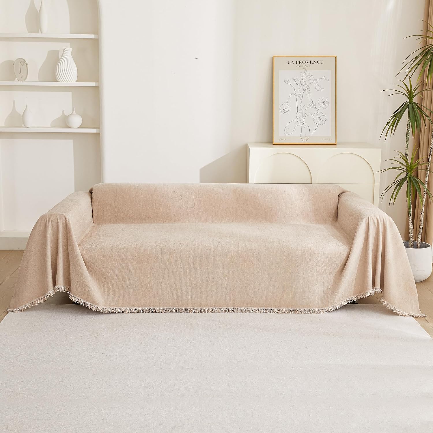 Thumbnail 6 de MYSKY HOME 001 Chenille Sectional Sofa Cover, 91" x 134", Khaki