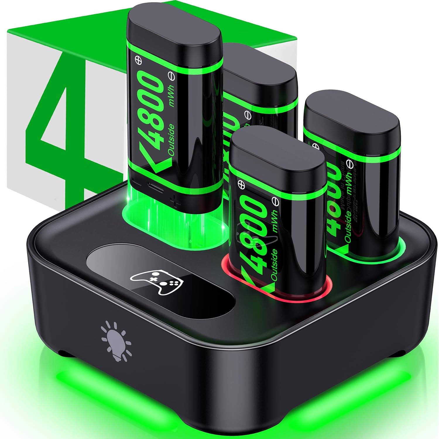 Detalle de HEYLICOOL rechargeable Xbox controller batteries 4x4800mWh