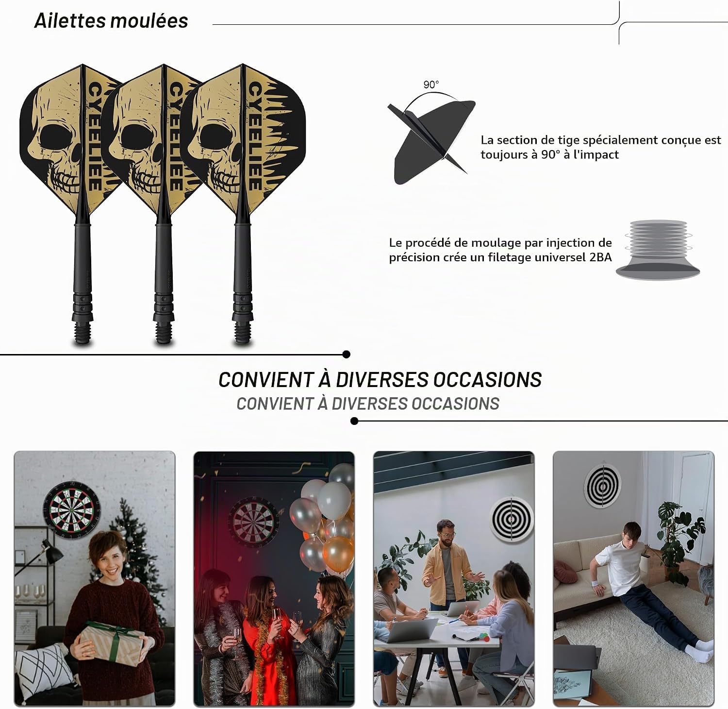 Thumbnail 6 de CyeeLife stalen darts van 24 g met messing barrels, skeletflights en koffer
