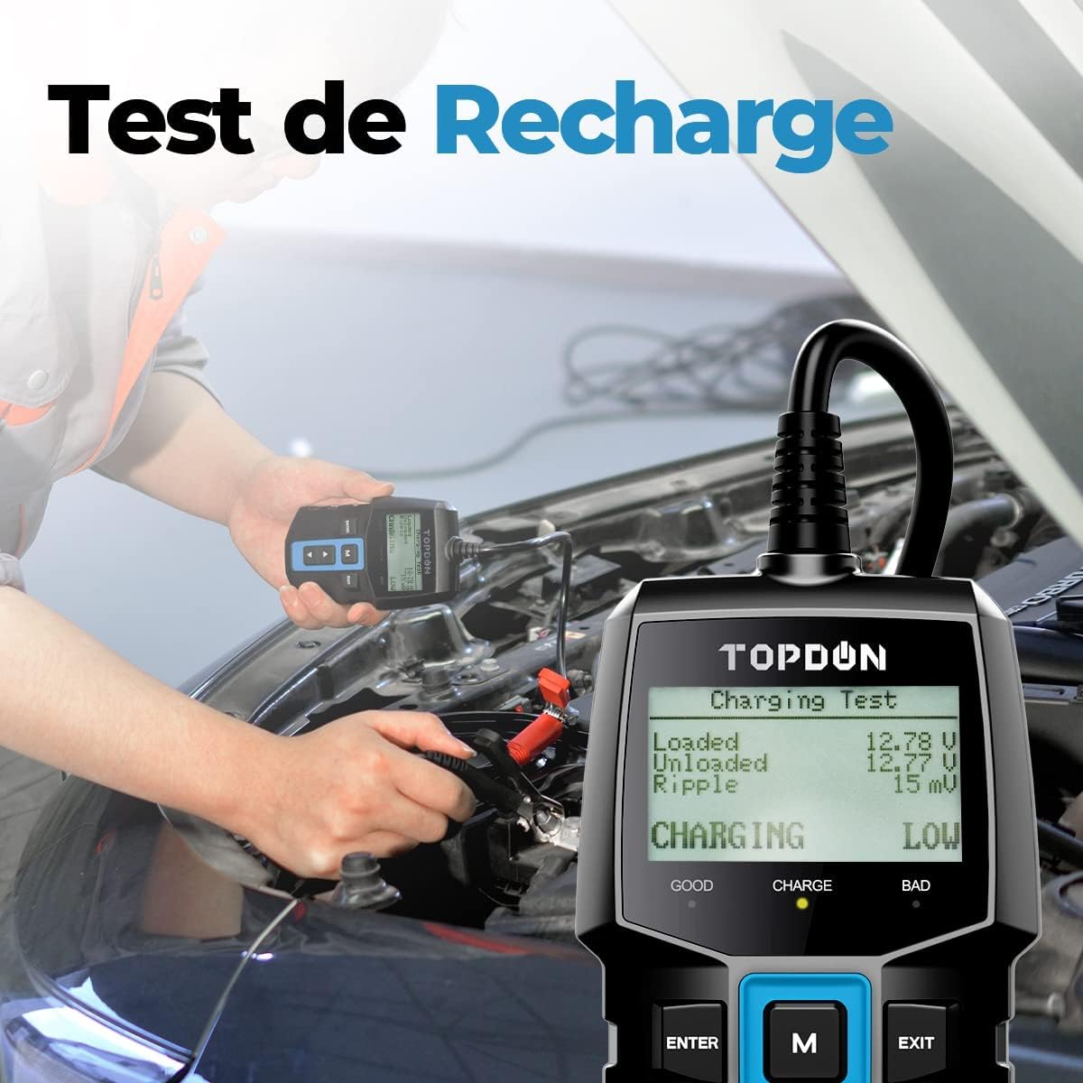 Detalle de TOPDON BT100 – Testeur de Batterie 12V (100–2000 CCA) pour voitures et véhicules variés