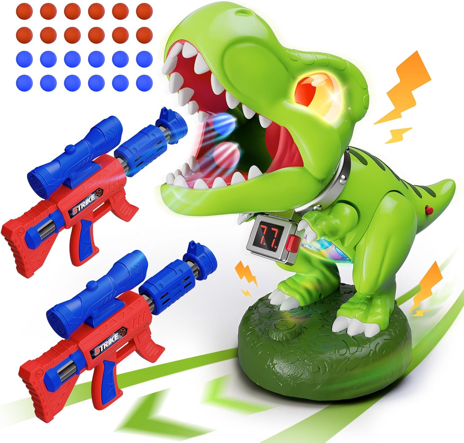 Detalle de Realistic Dinosaur Moveable Shooting Toys 2-pack