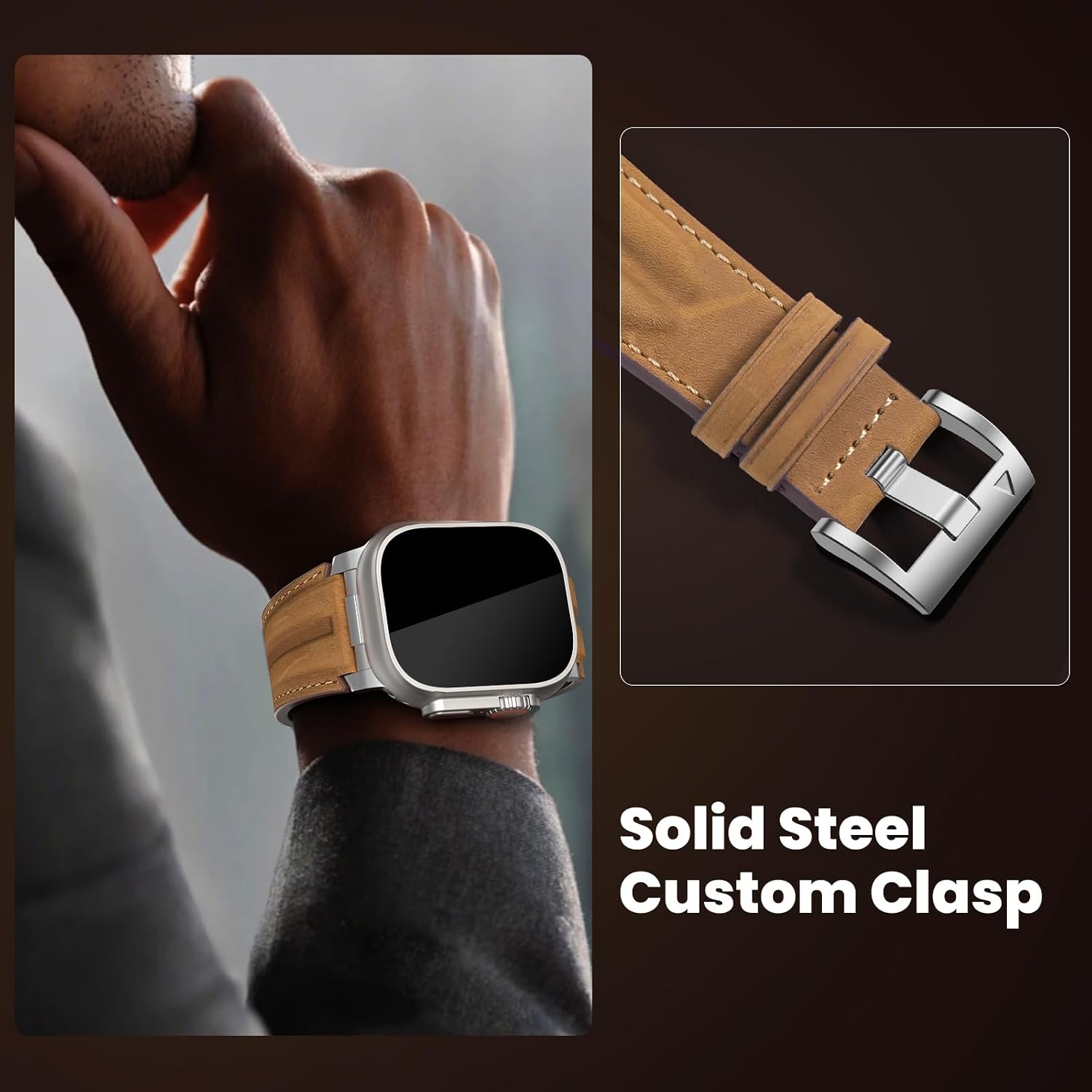Detalle 2 de Bouixel leather Apple Watch strap 49mm