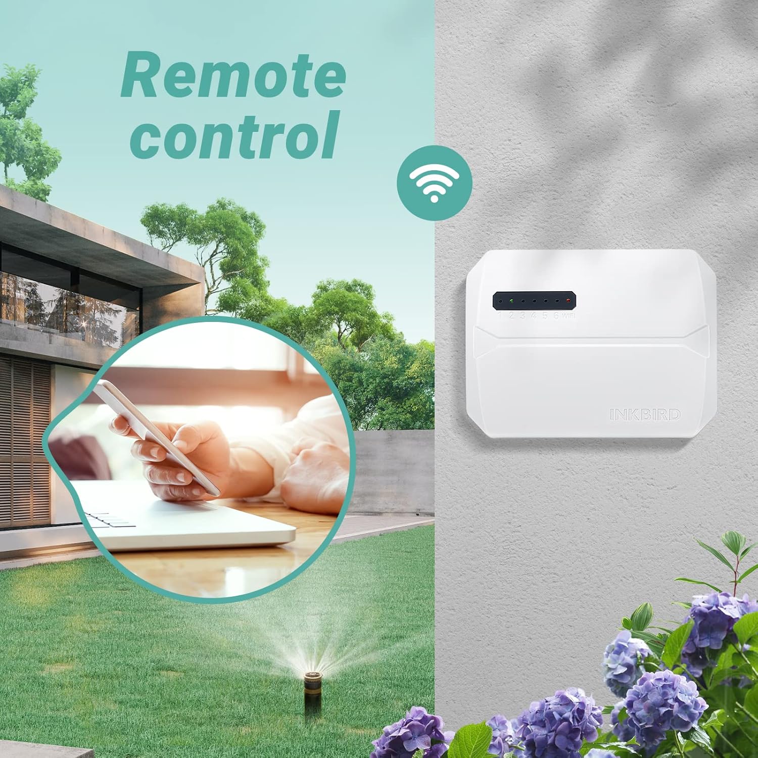 Detalle 1 de Inkbird IIC-600 Centralina irrigazione WiFi per 6 zone (IIC-600) con sensore pioggia e modalità manuale
