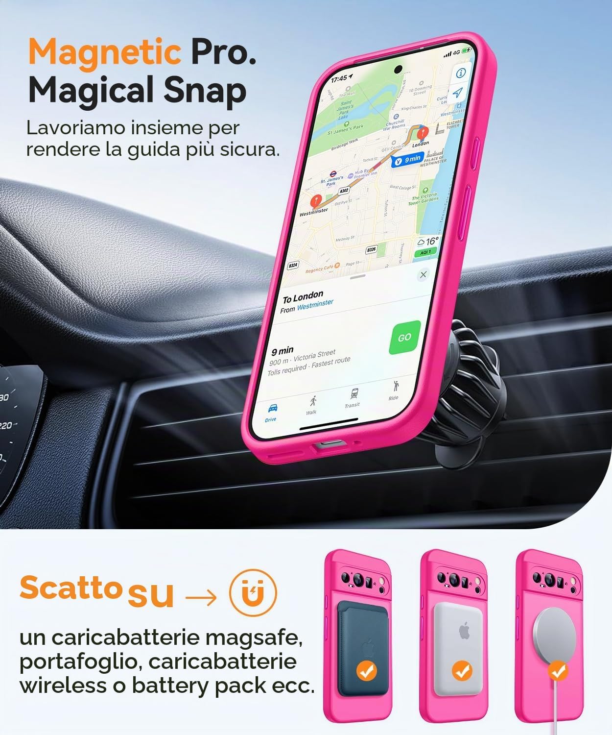Detalle de CANSHN Cover magnetica per Google Pixel 9 Pro (6,3) – Protezione fotocamera a copertura totale, rosa calda