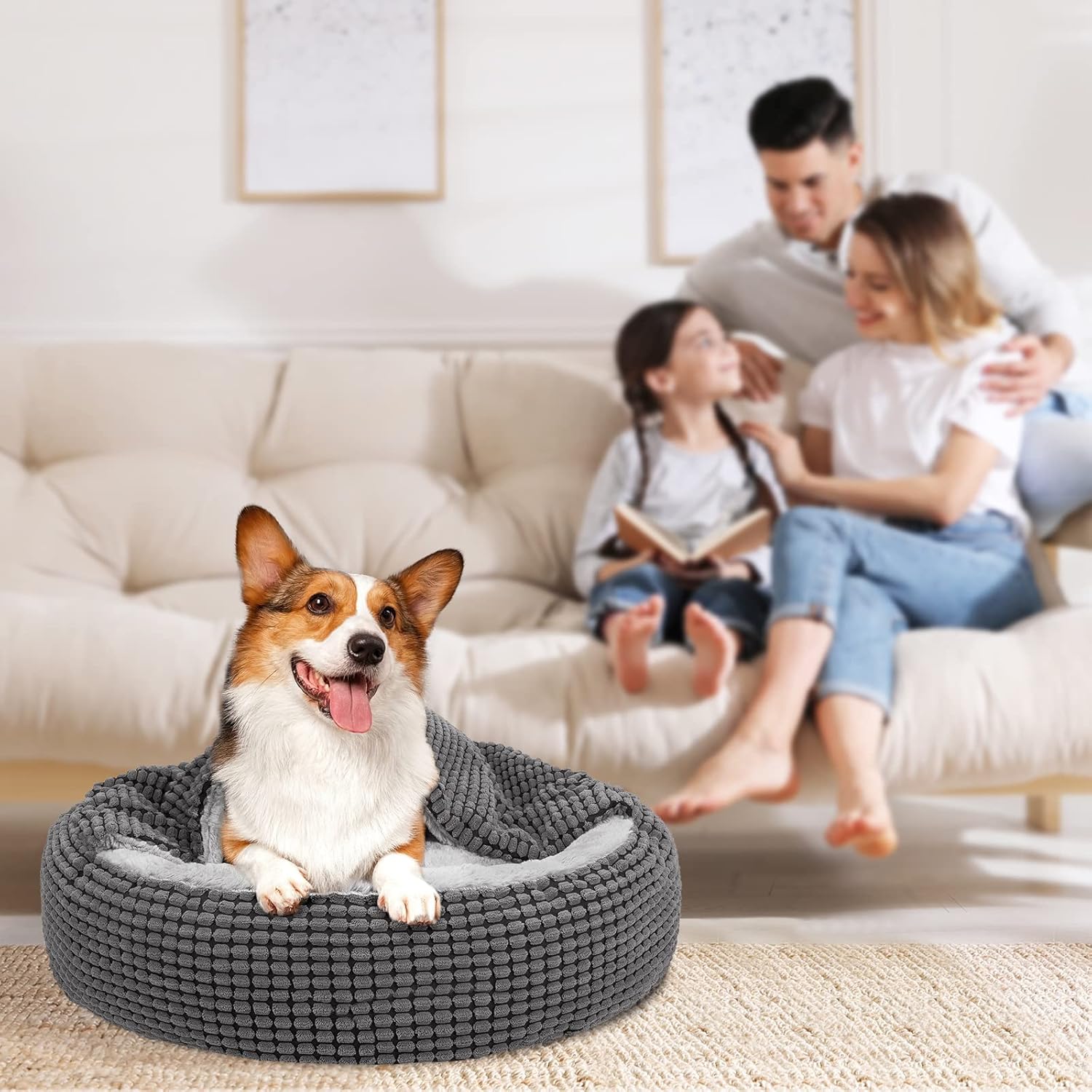 Thumbnail 6 de JoeJoy cuccia rotonda “donut” lavabile e soffice per cani e gatti di piccola taglia 59x59x15 cm