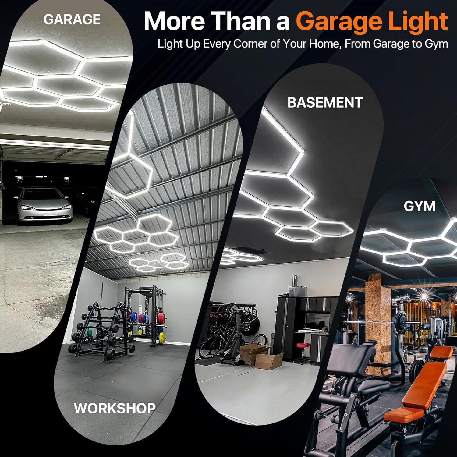Thumbnail 6 de HEXALVX Hgl-led-hex-4pk Hexagon Garage Lights, 6500K Linkable LED Panels