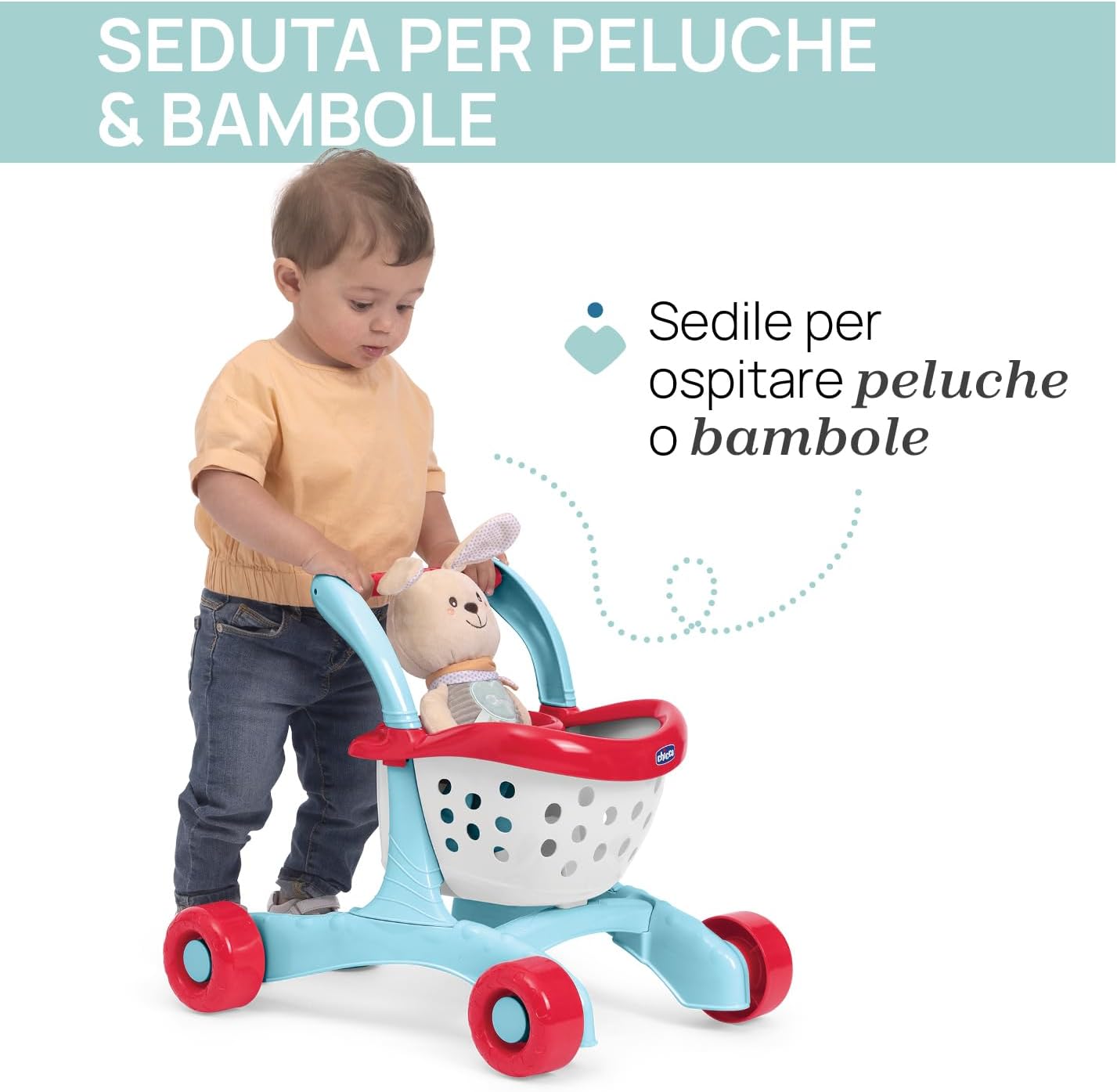 Detalle de Chicco Carrello Primi Passi 2in1: walker robusto e centro attività con sedile per bambola