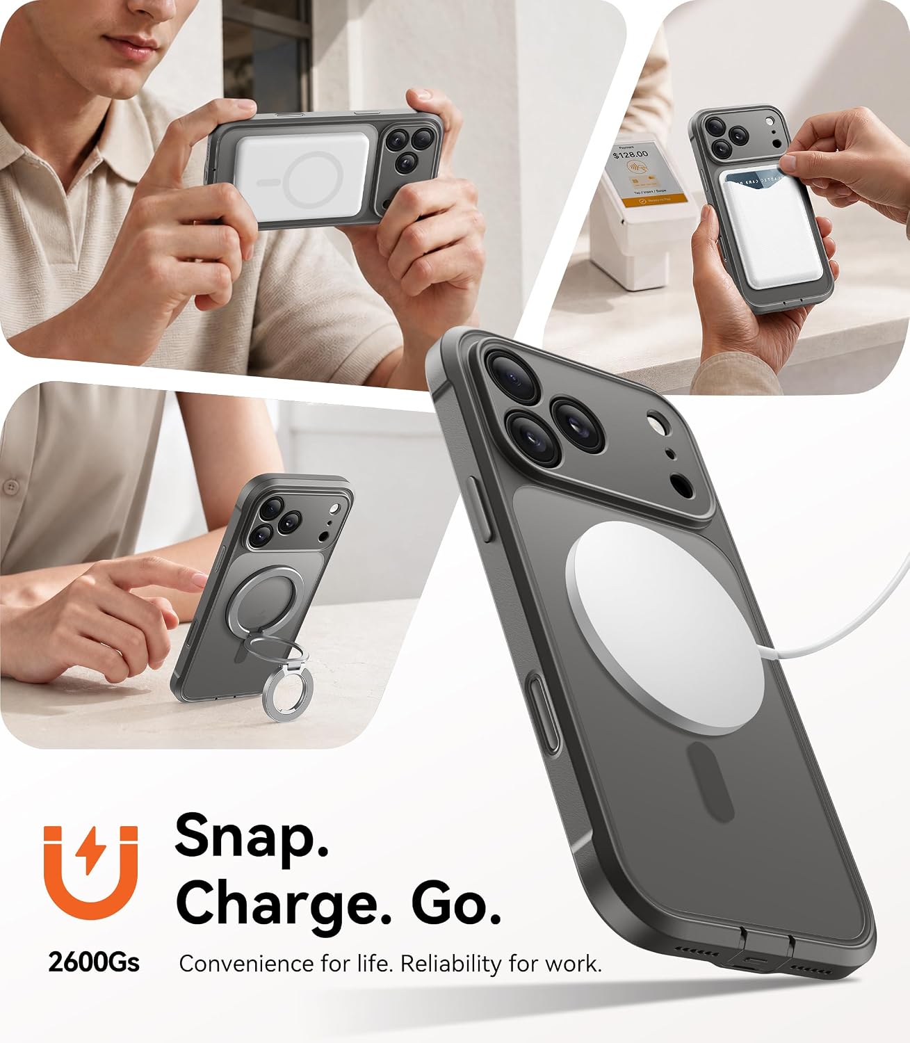 Thumbnail 6 de BERFY iPhone 17 Pro Max Case with Built-in Privacy Screen — MagSafe Compatible, 360° Shield in Clear Grey