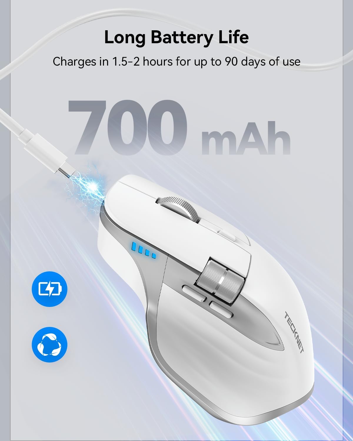 Thumbnail 4 de TECKNET Bluetooth Mouse Dual 5.0 2.4GHz