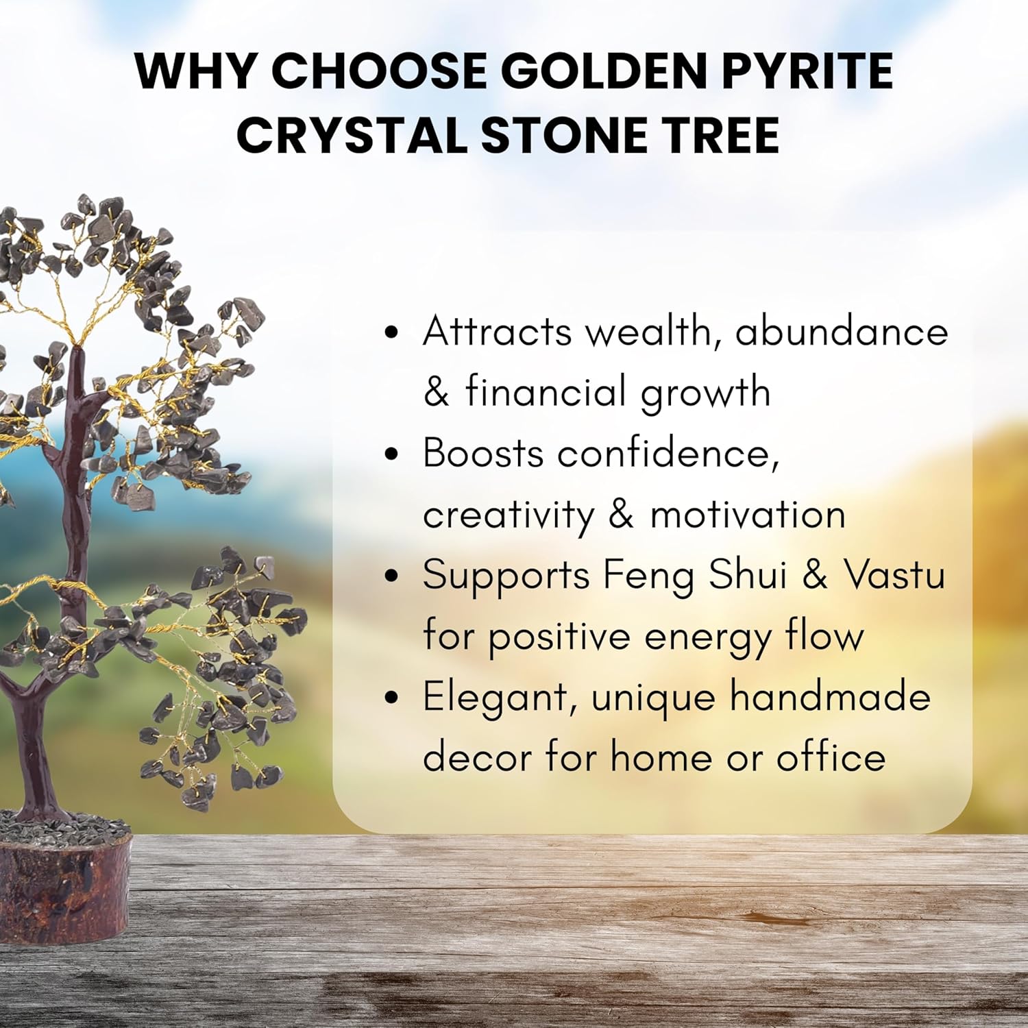 Detalle de RebuyPyrite Tree (Big) – Natural Handmade Pyrite Gemstone Tree for Abundance and Prosperity