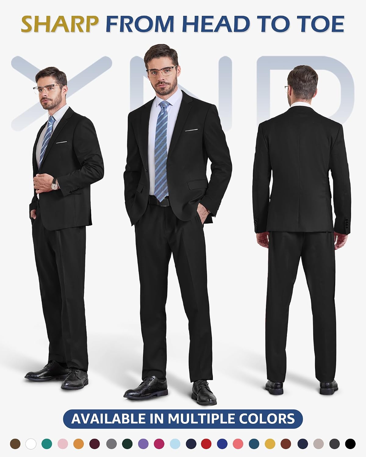 Detalle 2 de YND Men's One-Button Slim Fit Suit with Tie