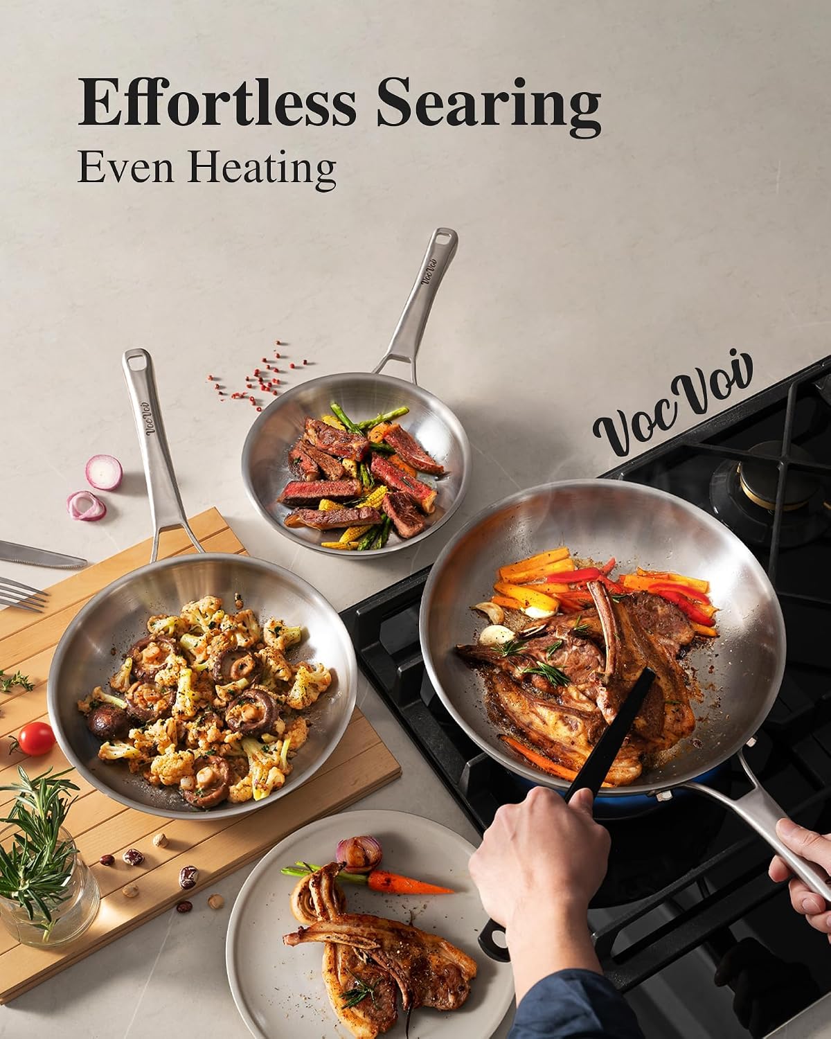 Detalle de Tri-Ply 10-Piece Stainless Steel Cookware Set