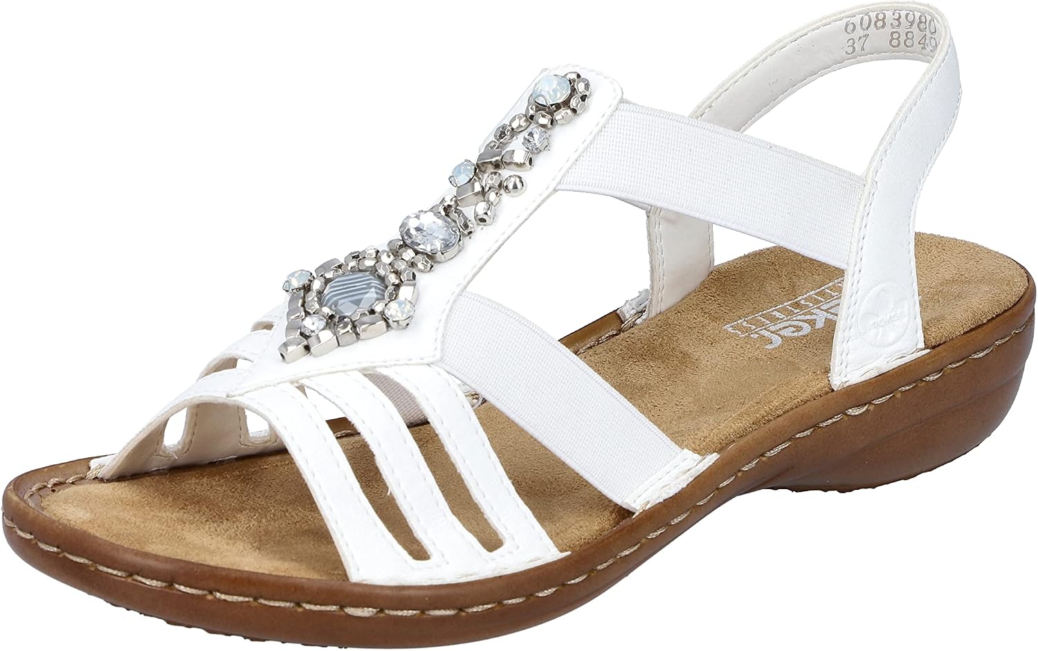 Detalle de Rieker 60839-80 Damen Sandale Synthetik weiß – zuverlässige Leichtigkeit für den Sommer