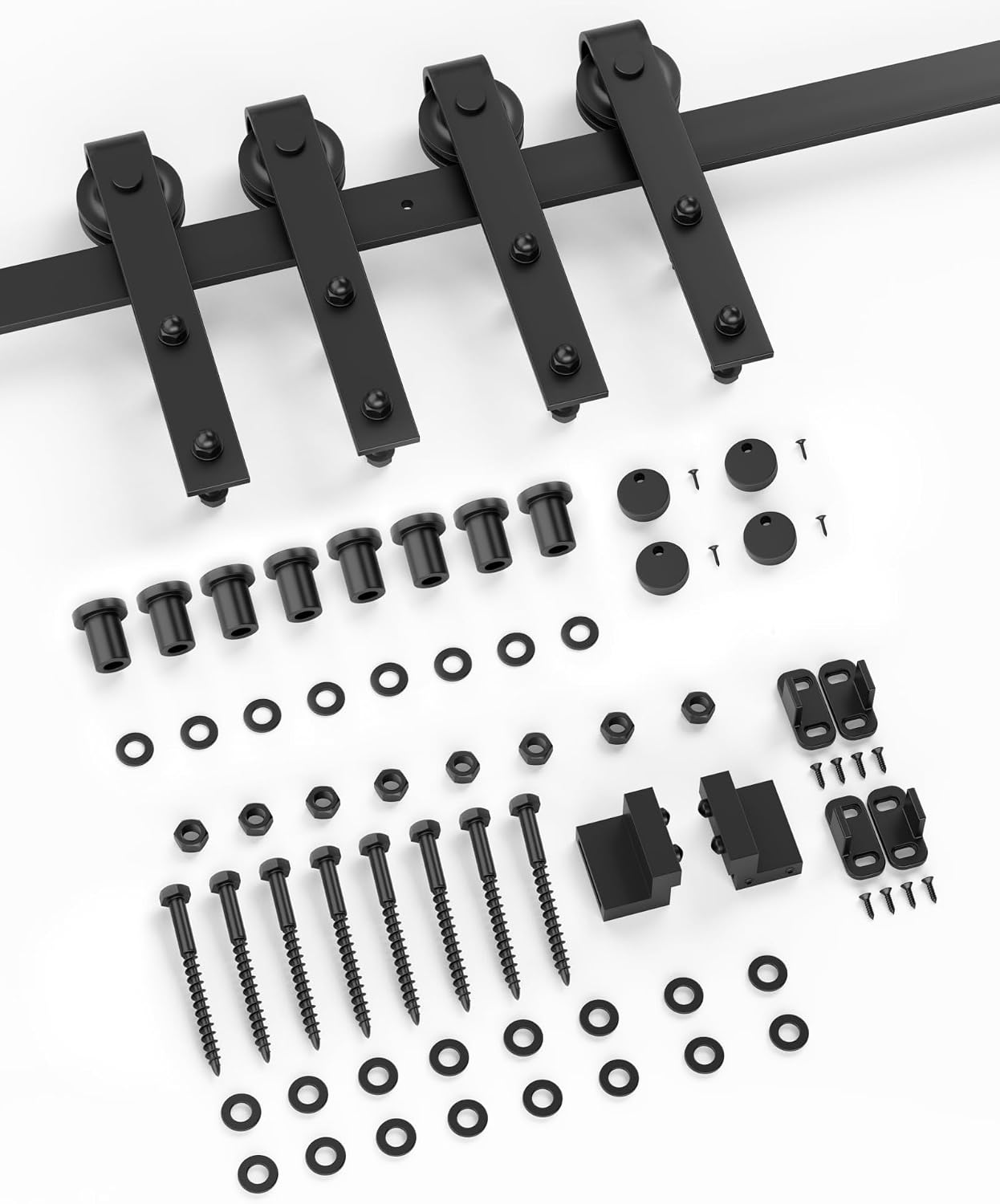 Detalle 2 de ZEKOO GCM3727 11 ft Double Barn Door Hardware Kit, Steel Rail, 260 lb Capacity
