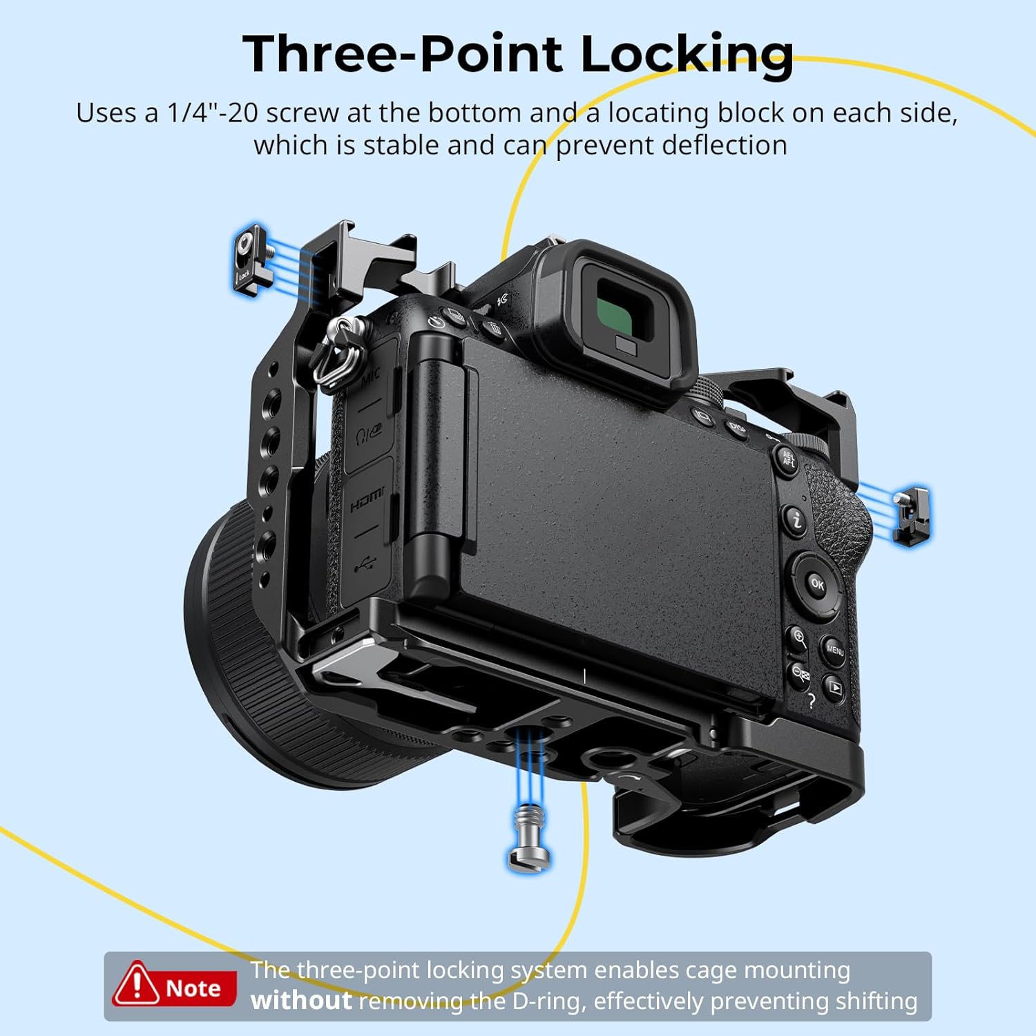 Thumbnail 2 de SmallRig Z50 II-Käfig für Nikon Z50 II – Aluminiumkäfig mit doppelter Blitzschuhhalterung, NATO-Schiene und Arca-Swiss Schnellwechselplatte (4980B)