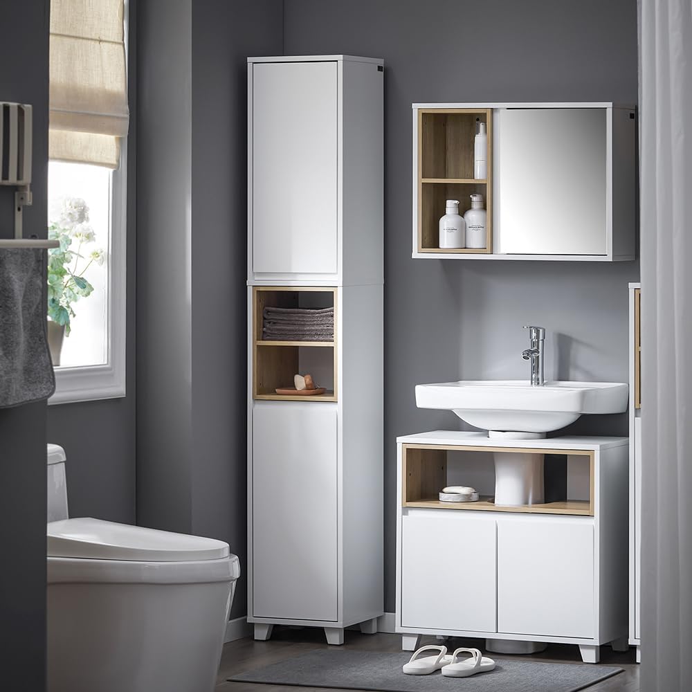 Detalle 2 de SoBuy BZR147-W meuble salle de bain 30x170x30 cm