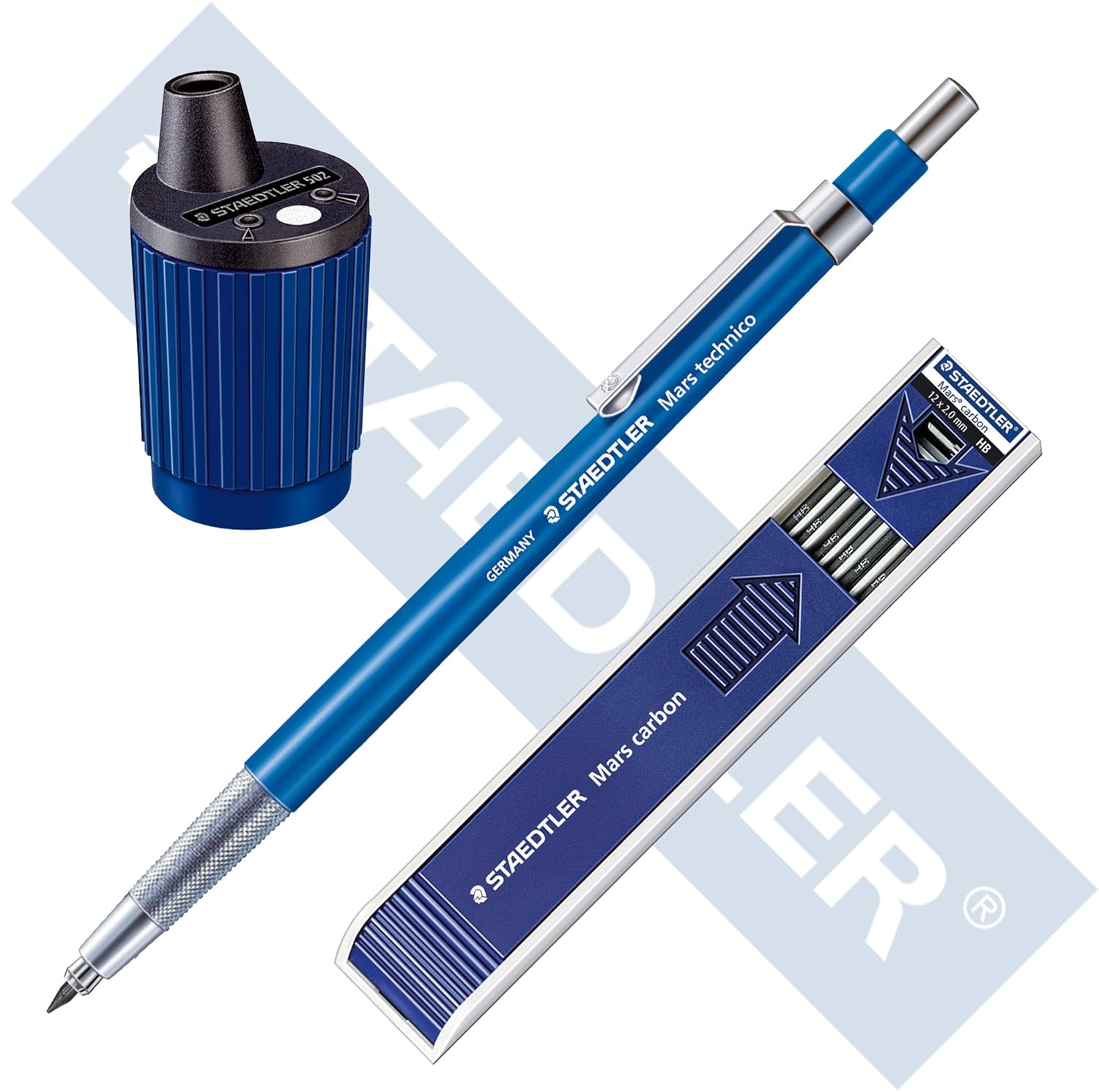 Detalle de Staedtler Minen-Spitzer Mars – Minenspitzdose für 2 mm Minen, automatischer Spitzstop, Staubabstreifer