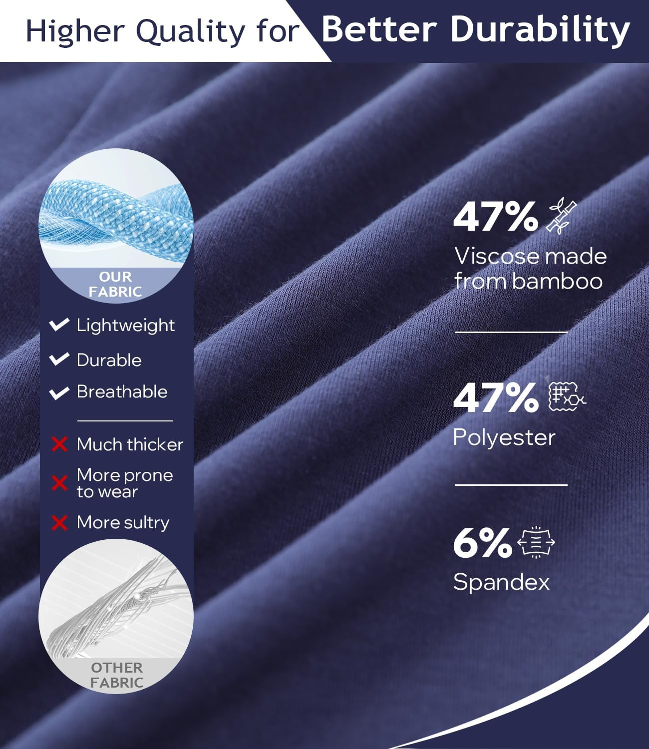 Detalle de BAMBOO COOL Mens Underwear Boxers: Moisture-Wicking, Loose Fit, Super Soft 4 Pack