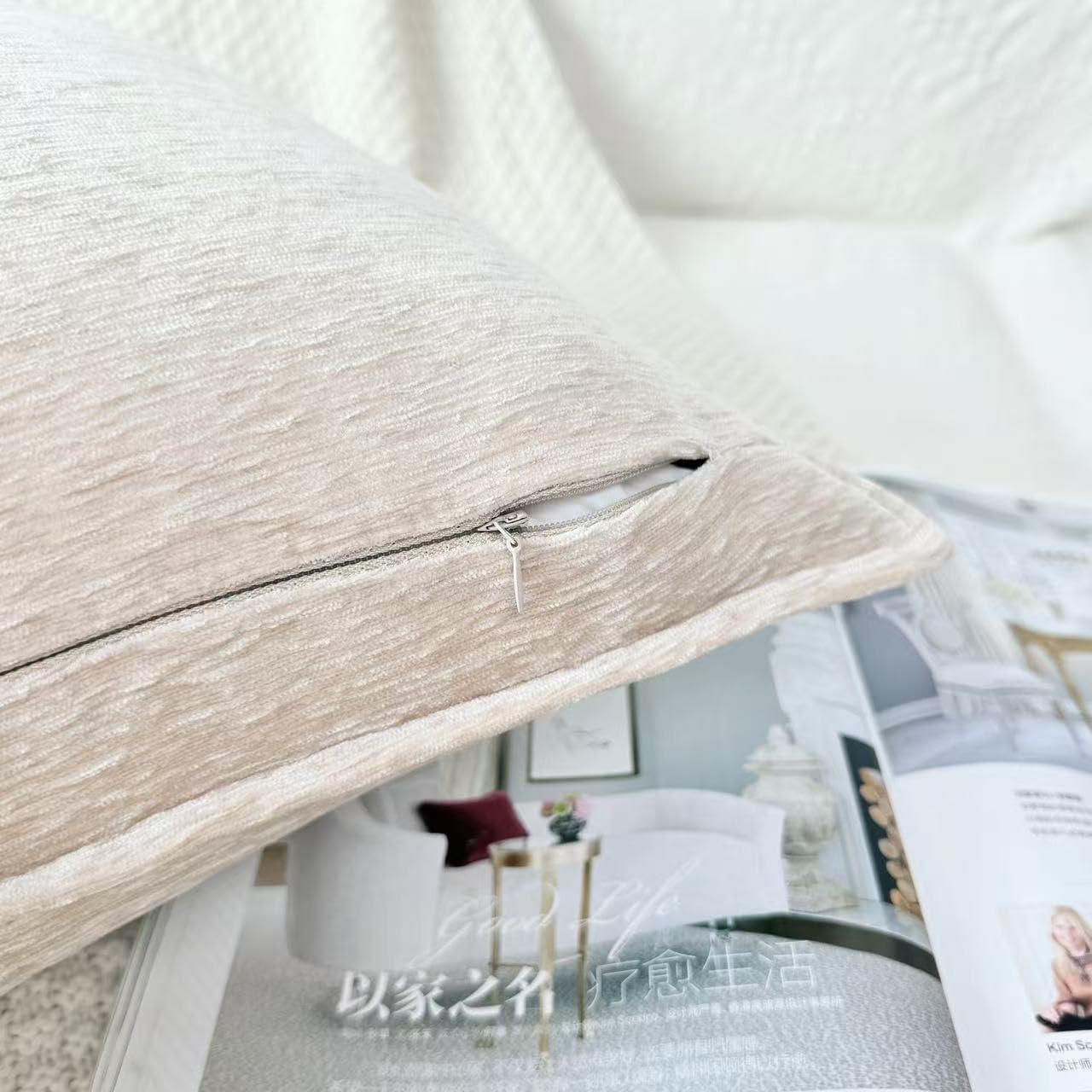 Thumbnail 1 de OYIMUA 2er Set Chenille Kissenbezug 40x40 Beige – Weich, Vielseitig & Robuste Verarbeitung