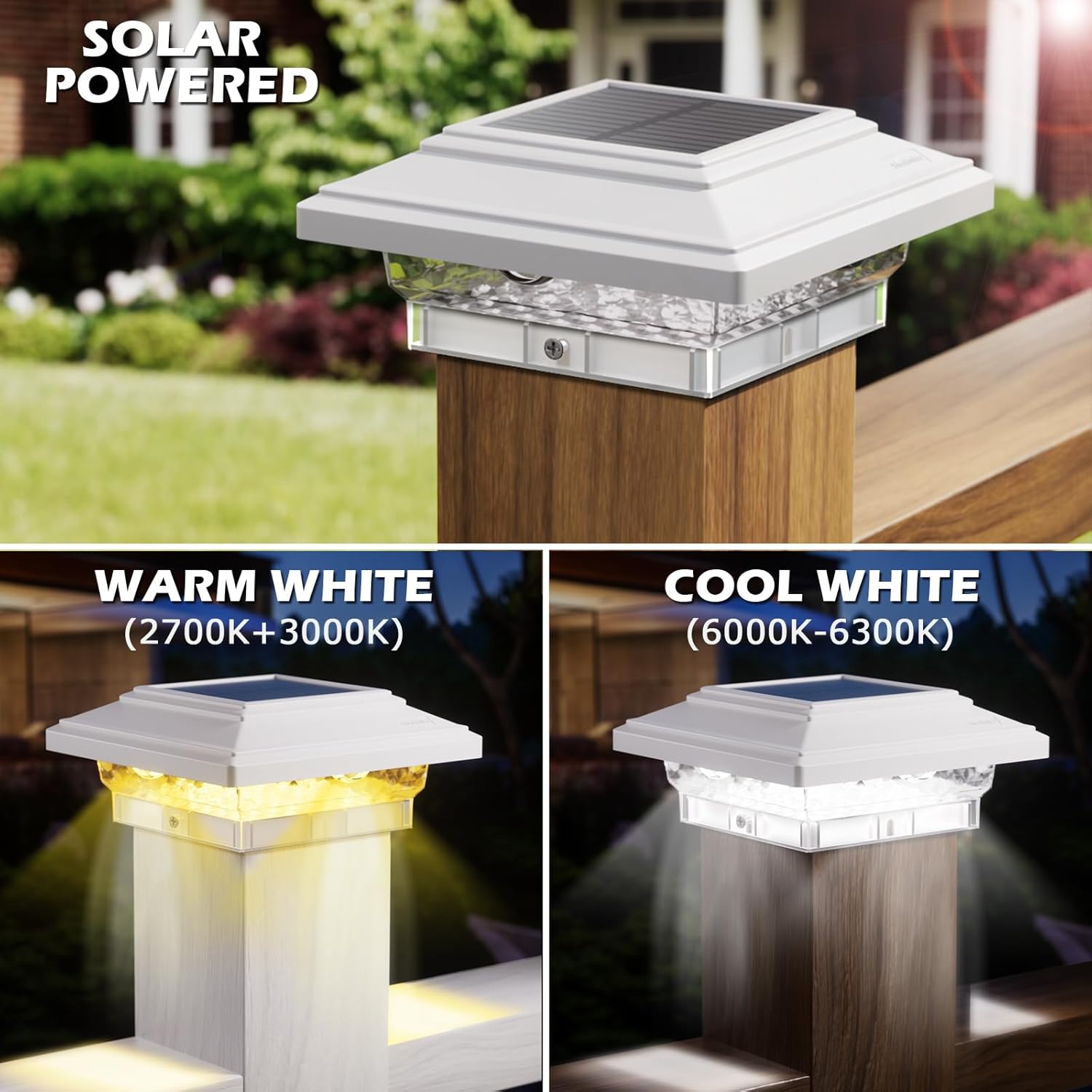 Thumbnail 2 de Siedinlar Solar Post Lights Outdoor IP44 (2 Colour Modes) – 2 Pack for 4x4 Fence, Deck, Patio
