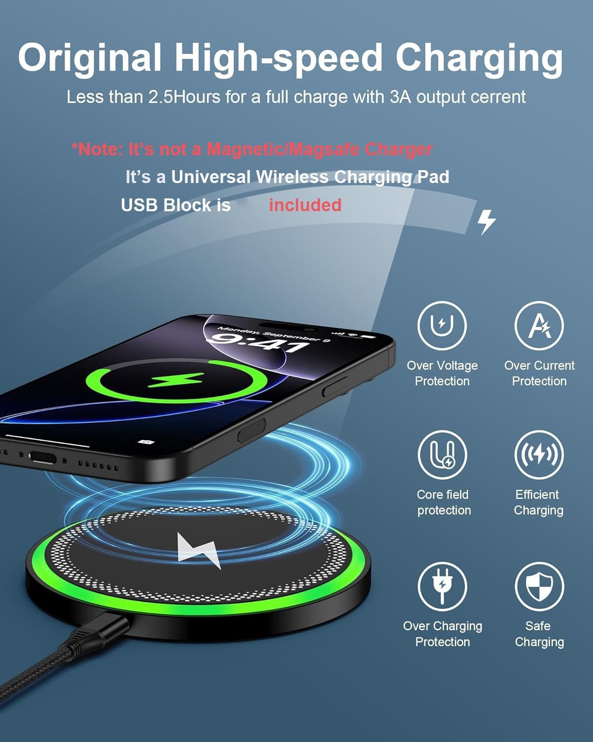 Detalle de AILKIN S26 wireless charger 15W